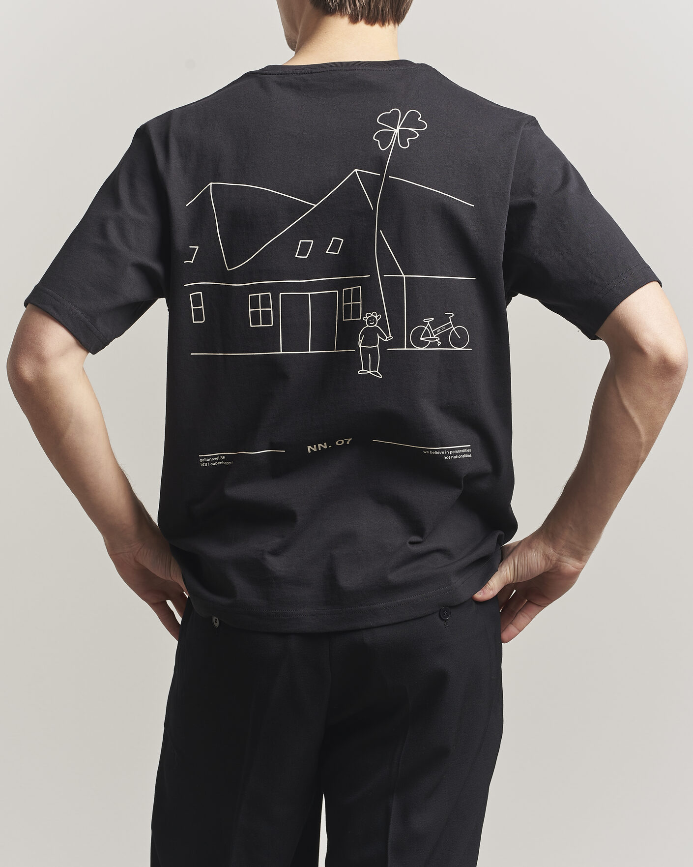 Mies | T-paidat | NN07 | Jett Washed Printed Crew Neck T-Shirt Black