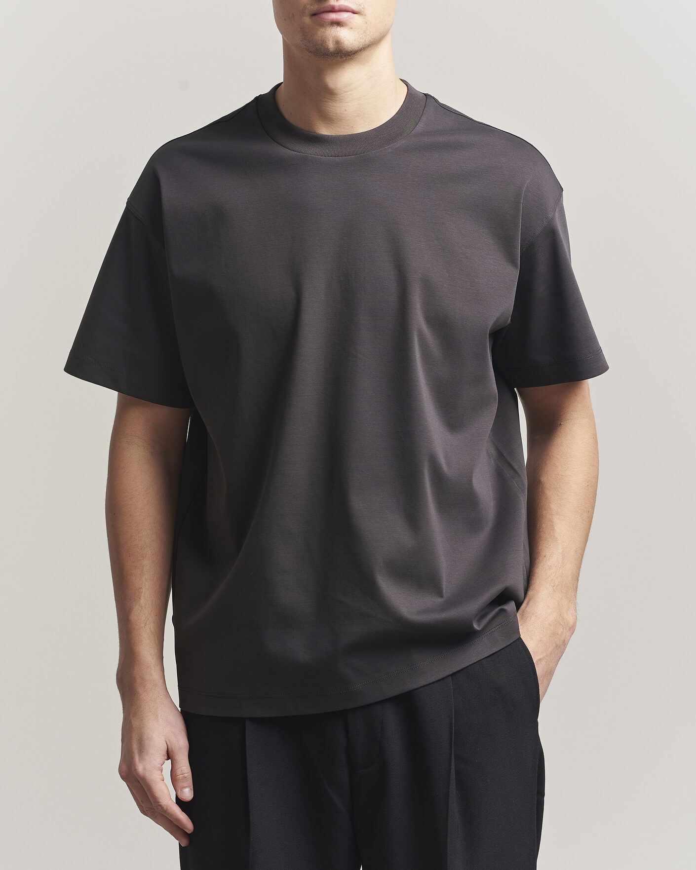 Mies | T-paidat | NN07 | Lionel Mercerized Crew Neck T-Shirt Deep Truffle