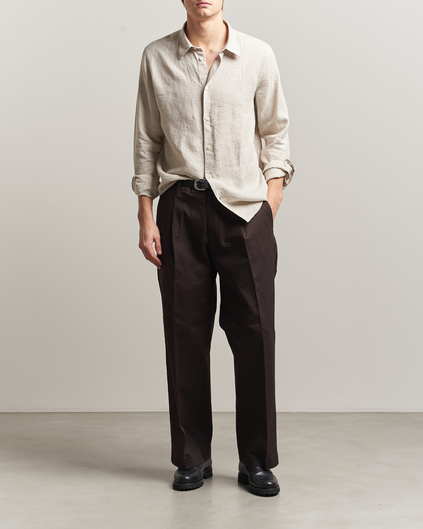 Mies | Kauluspaidat | NN07 | Enzo Linen Shirt Oat
