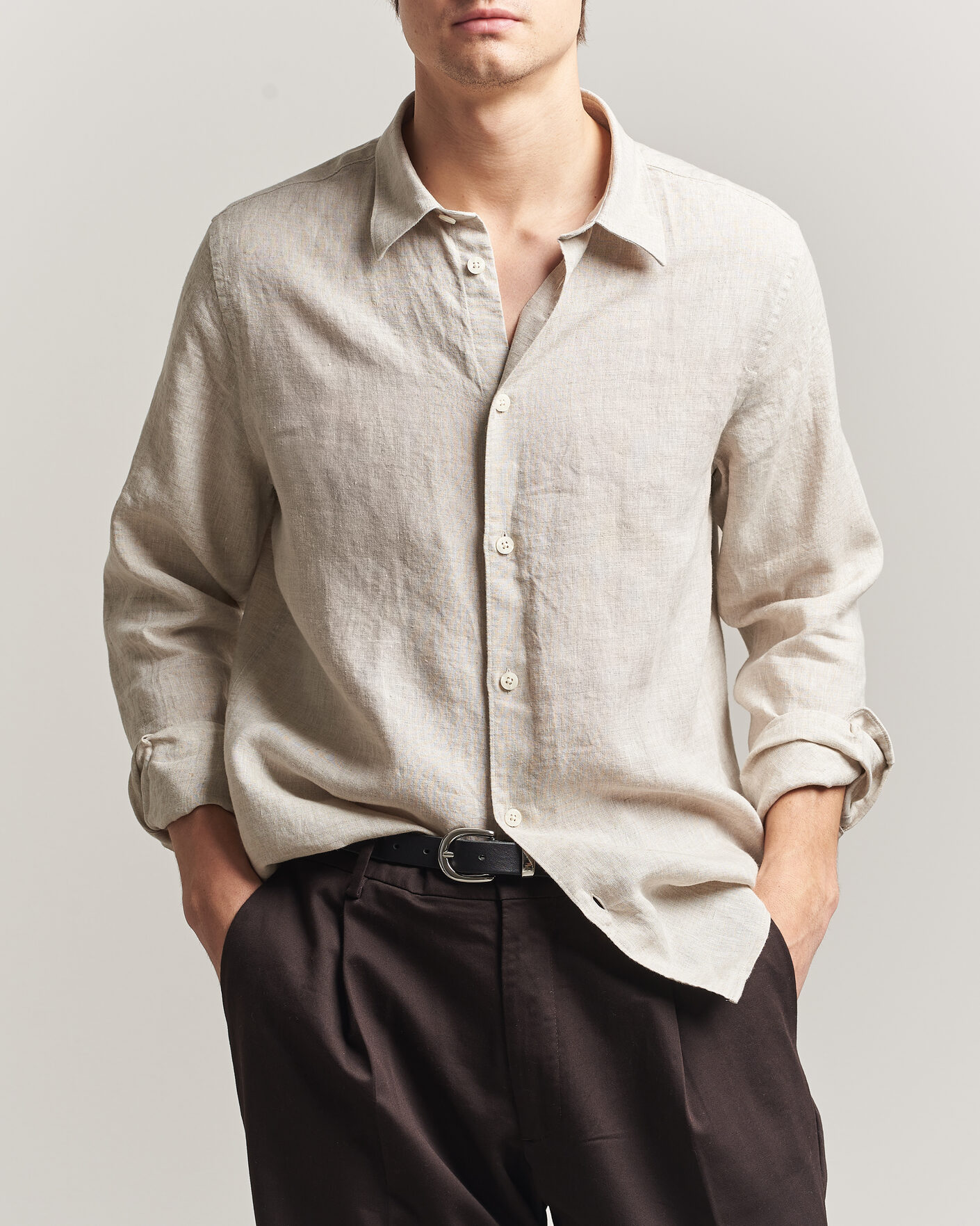 Mies | Kauluspaidat | NN07 | Enzo Linen Shirt Oat