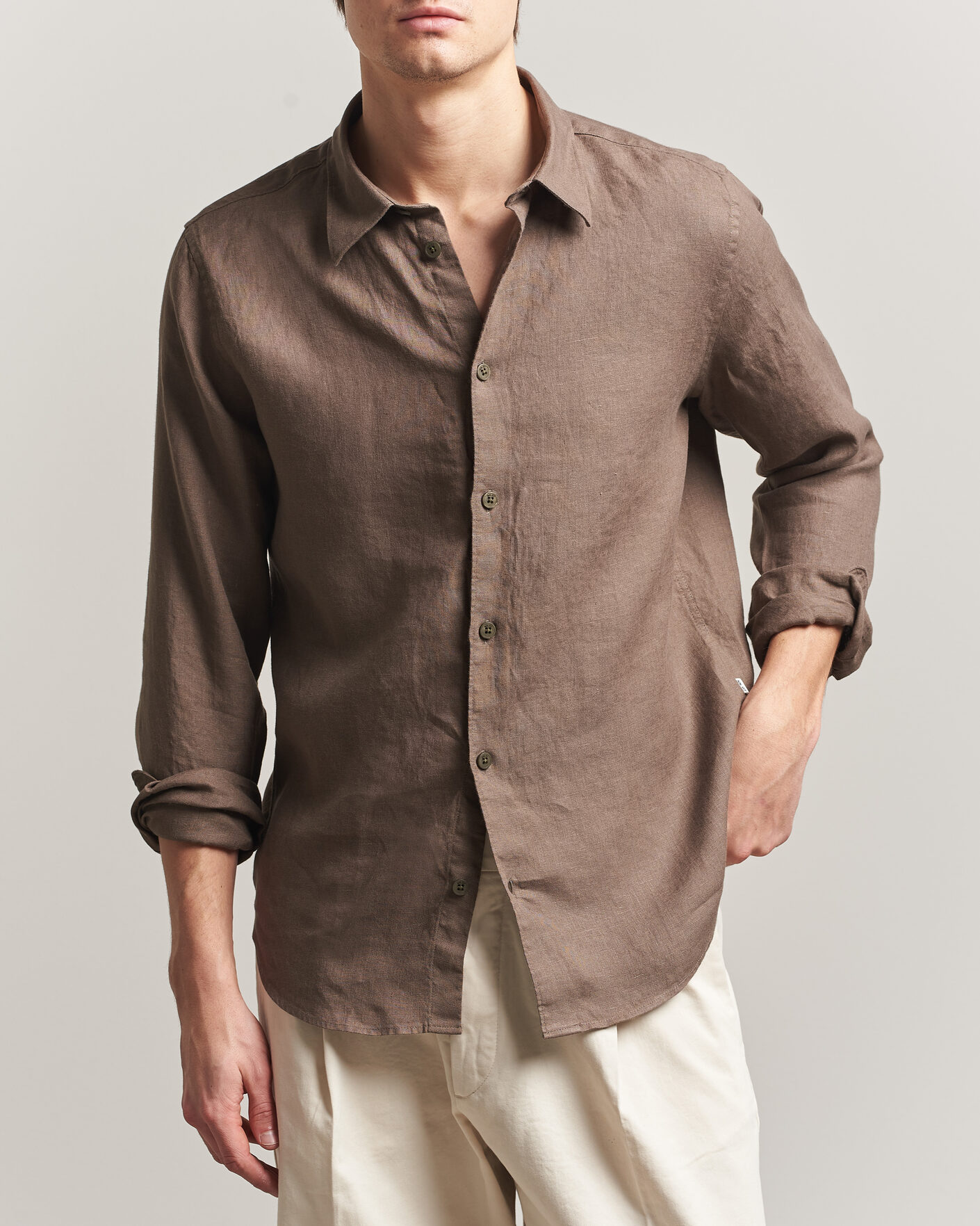 Mies | Kauluspaidat | NN07 | Enzo Linen Shirt Mable Husk
