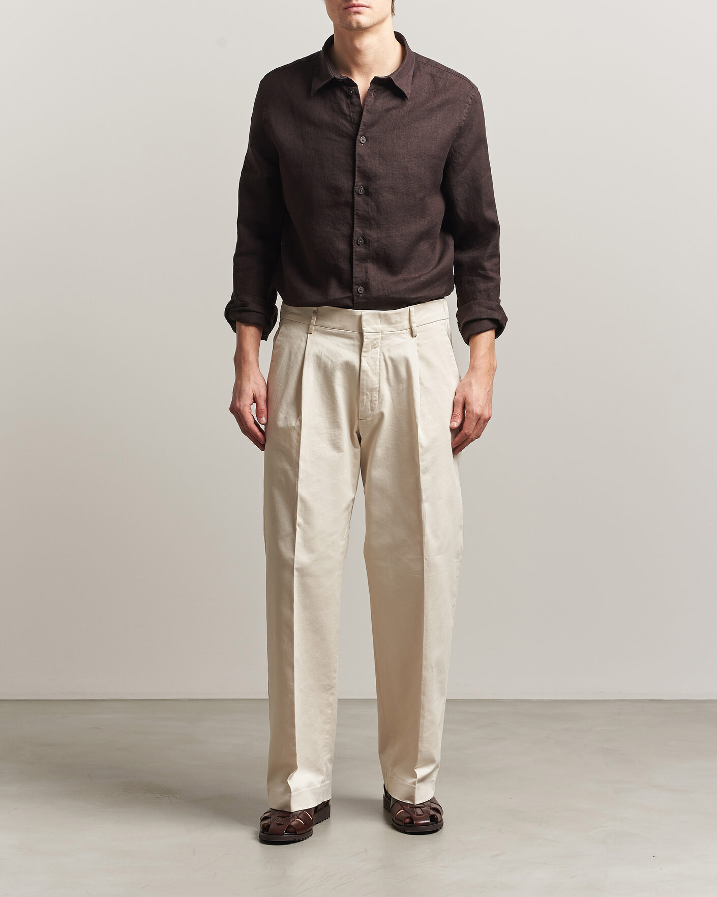 Mies | Kauluspaidat | NN07 | Enzo Linen Shirt Deep Truffle