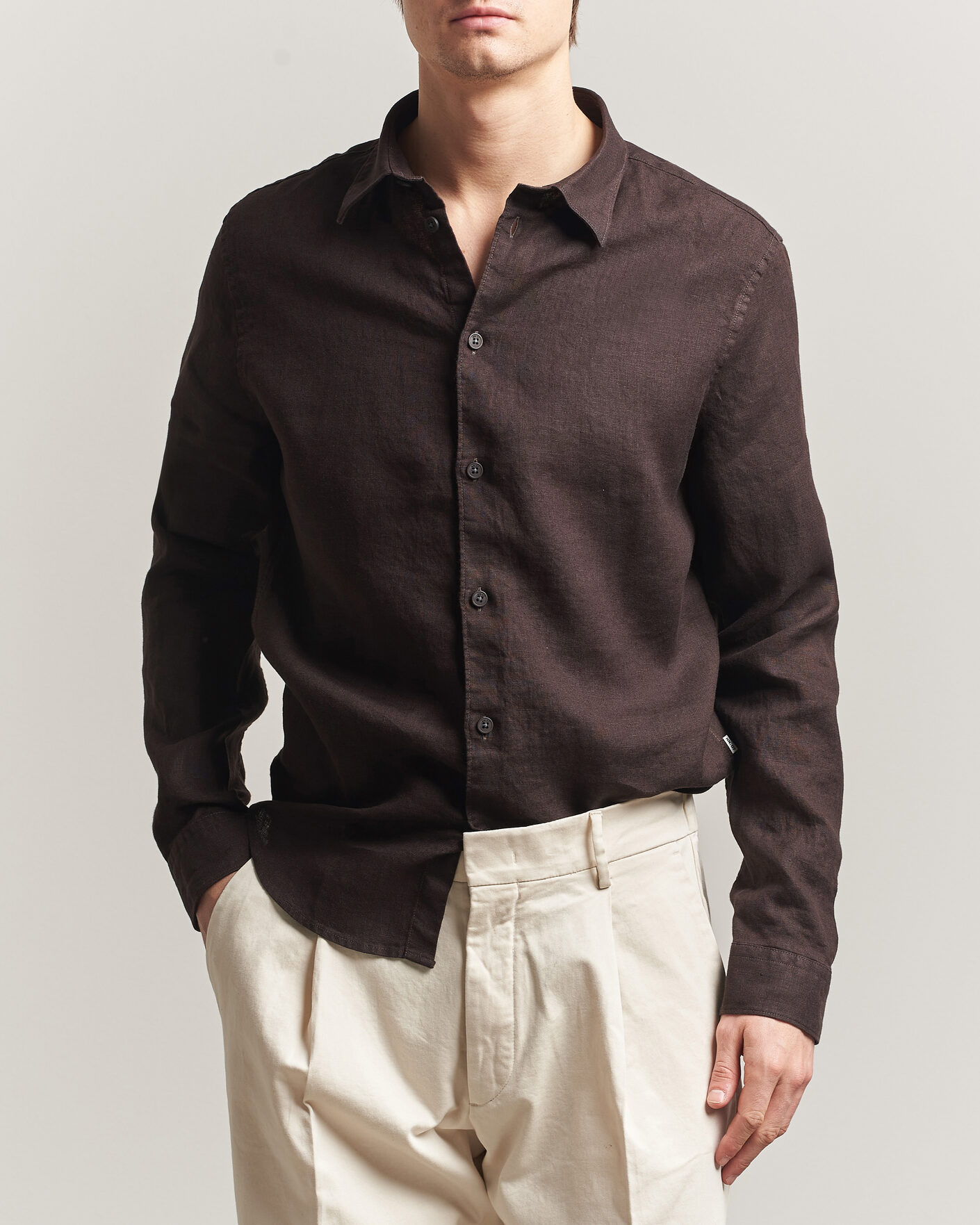 Mies | Kauluspaidat | NN07 | Enzo Linen Shirt Deep Truffle
