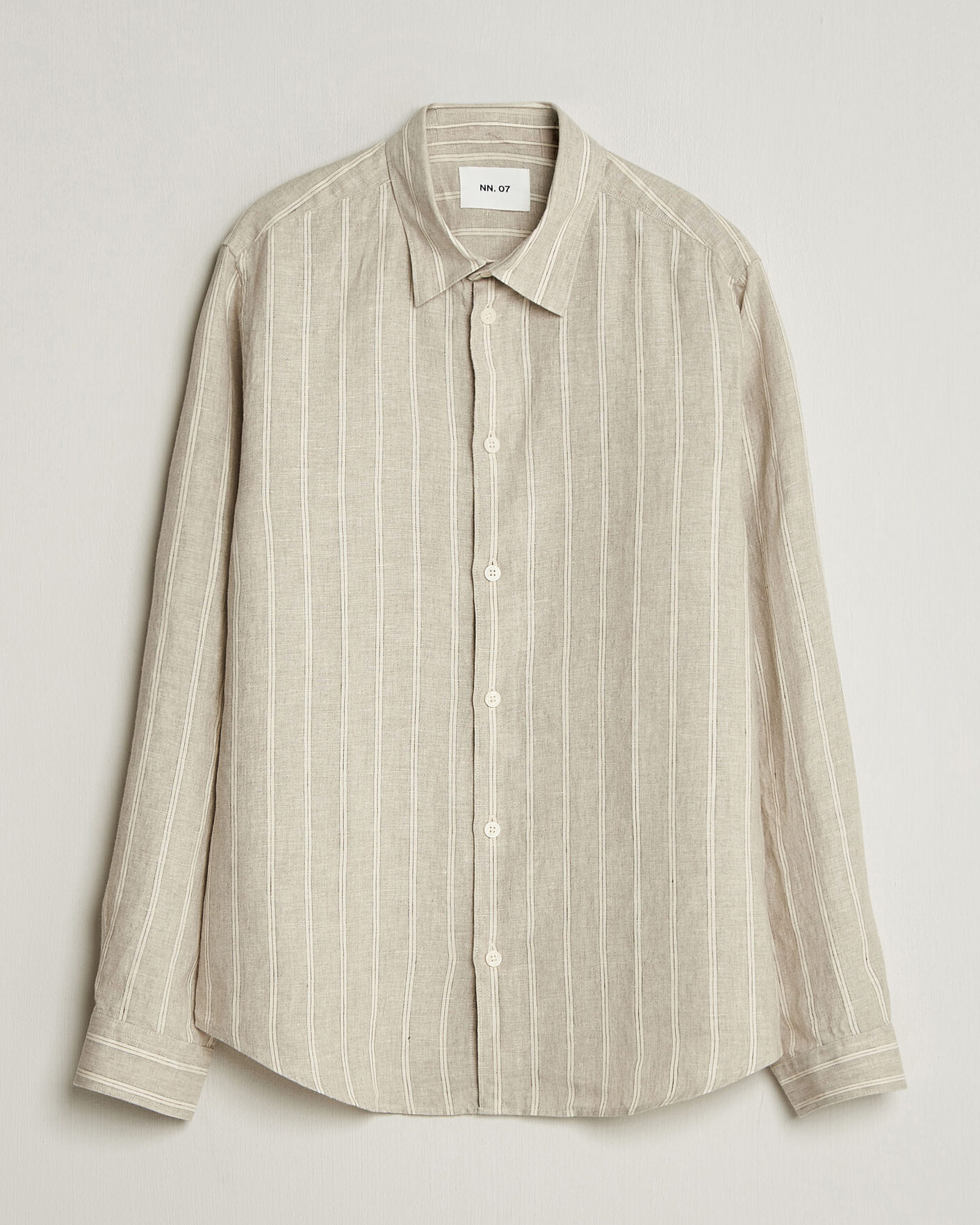 Mies | Kauluspaidat | NN07 | Enzo Linen Shirt Oat Stripe