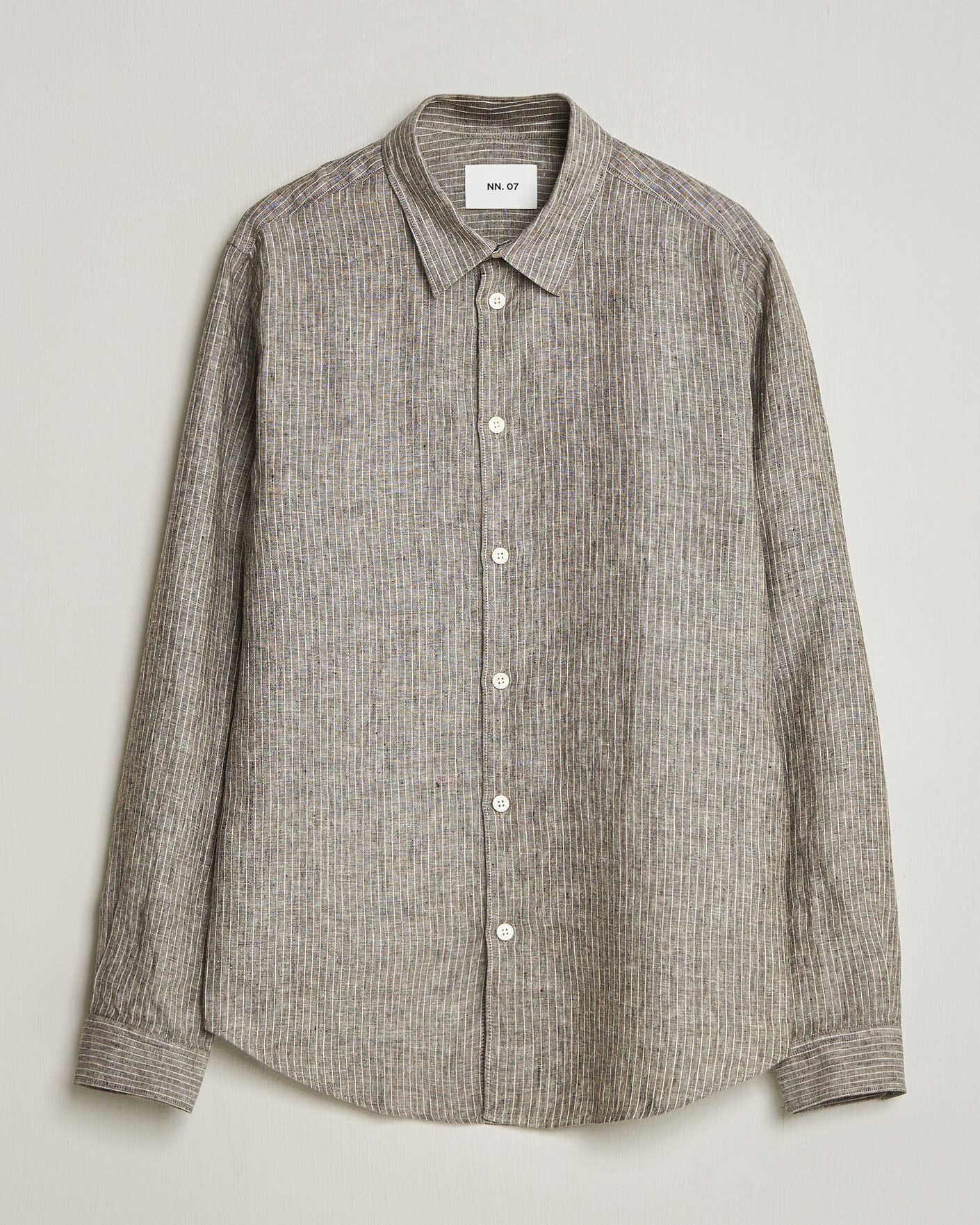 Mies | Kauluspaidat | NN07 | Enzo Linen Shirt Clay Stripe