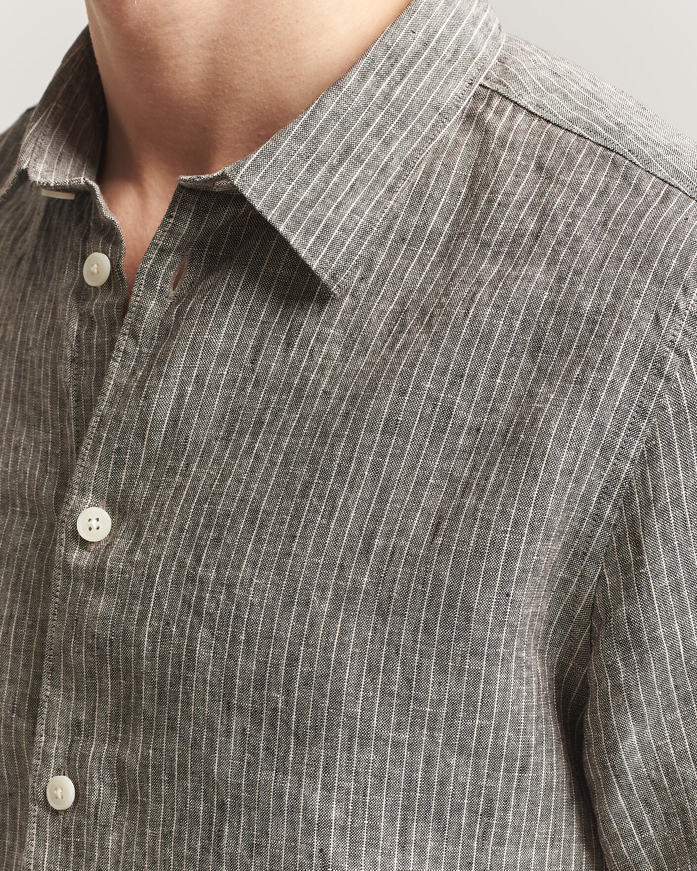 Mies | Kauluspaidat | NN07 | Enzo Linen Shirt Clay Stripe