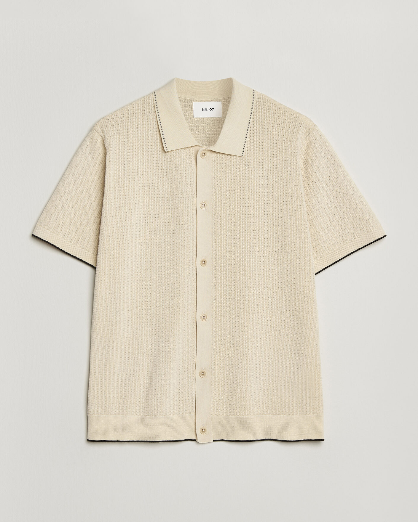 Mies | Kauluspaidat | NN07 | Nalo Knitted Short Sleeve Shirt Ivory