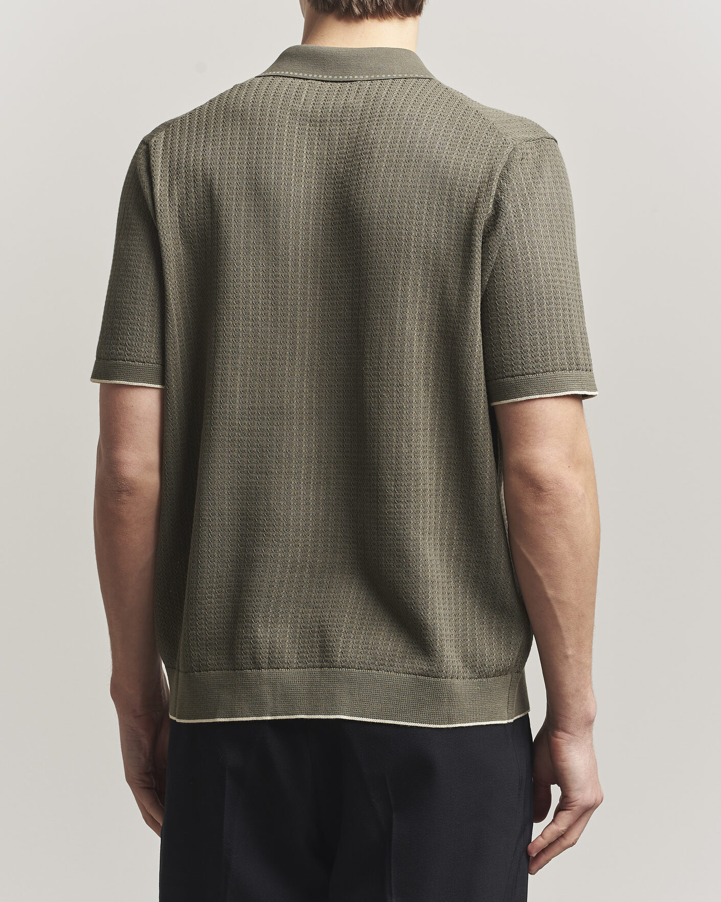 Mies | Kauluspaidat | NN07 | Nalo Knitted Short Sleeve Shirt Capers Green