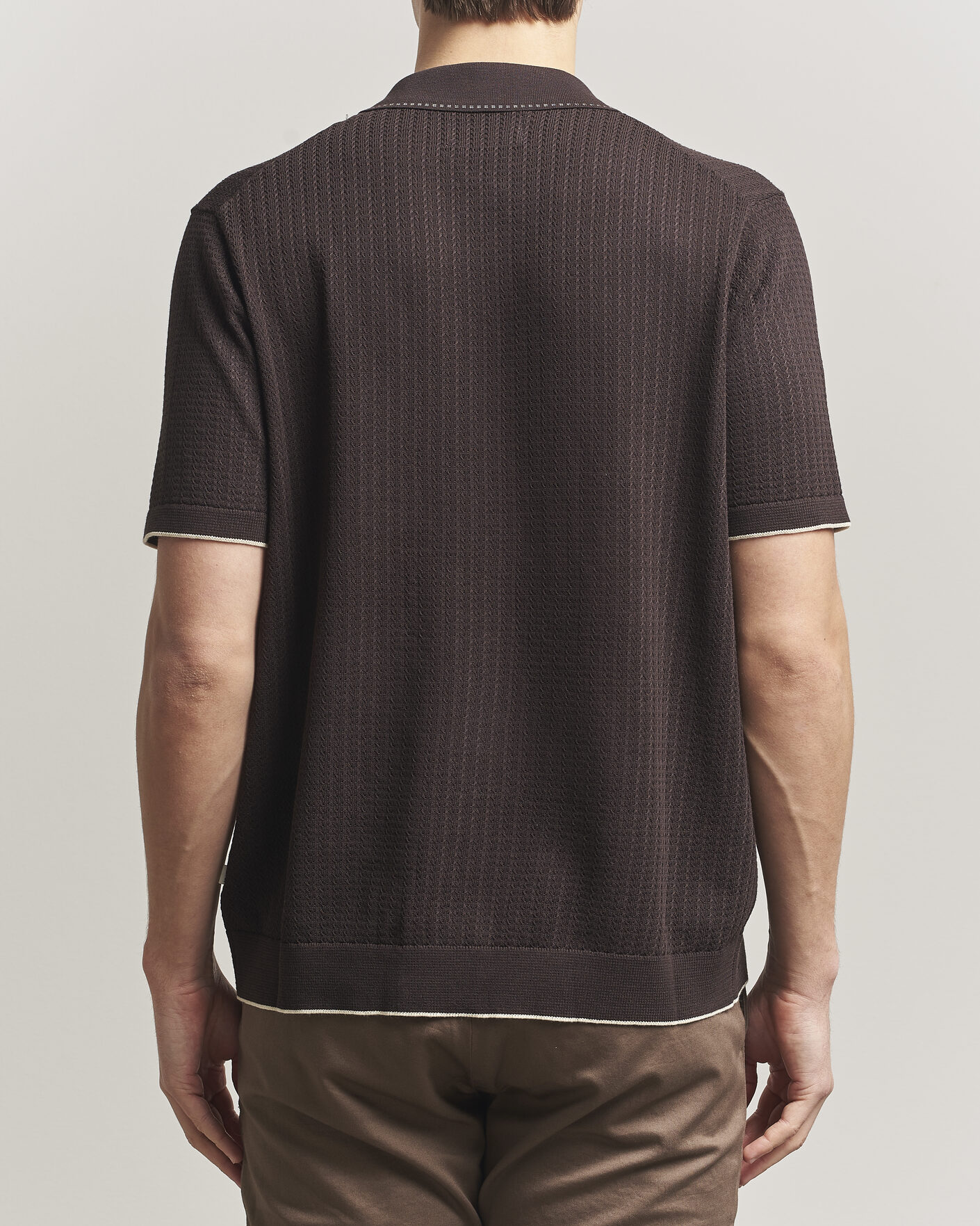 Mies | Kauluspaidat | NN07 | Nalo Knitted Short Sleeve Shirt Deep Truffle