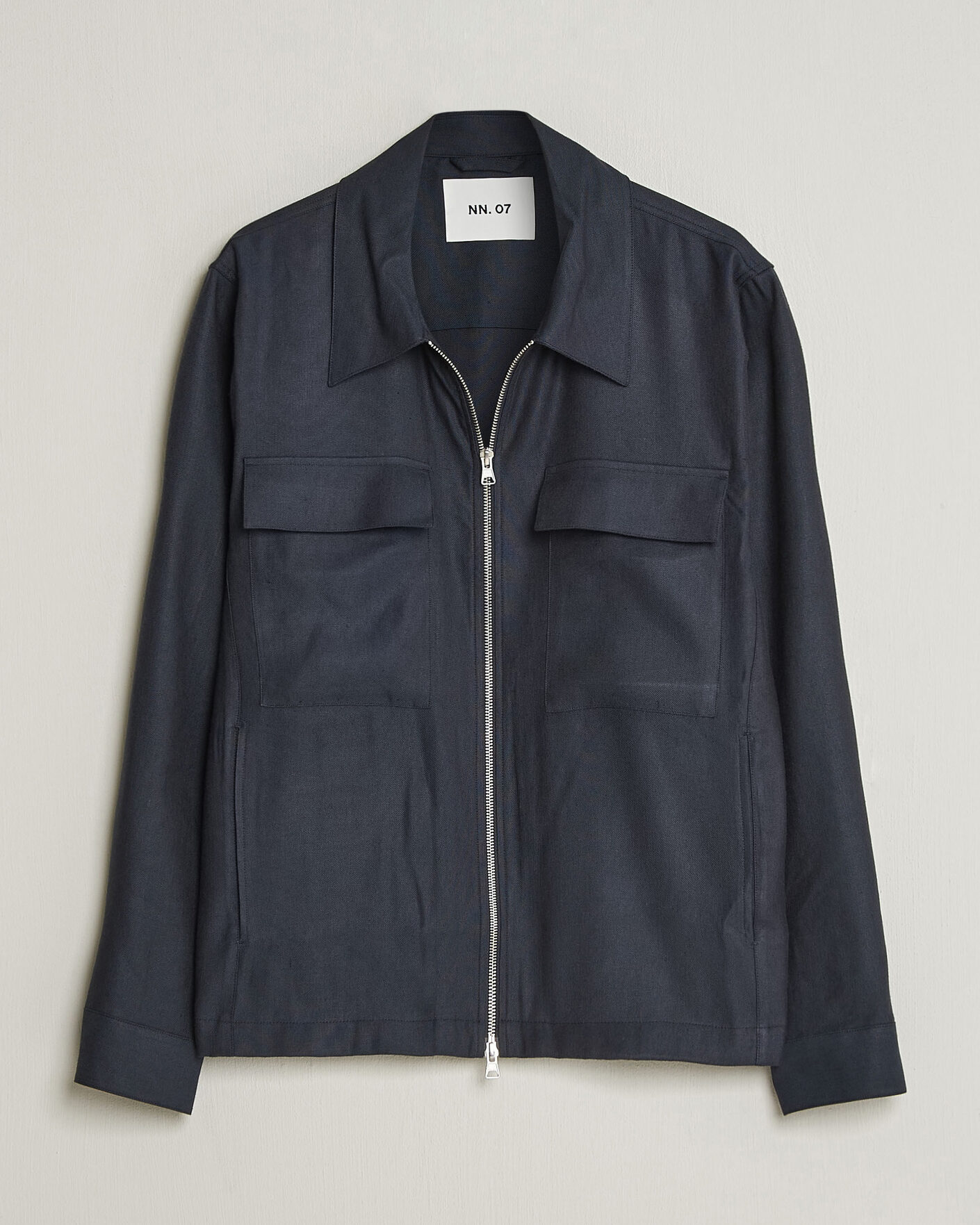 Mies | Kauluspaidat | NN07 | Alban Linen/Viscose Overshirt Deep Navy