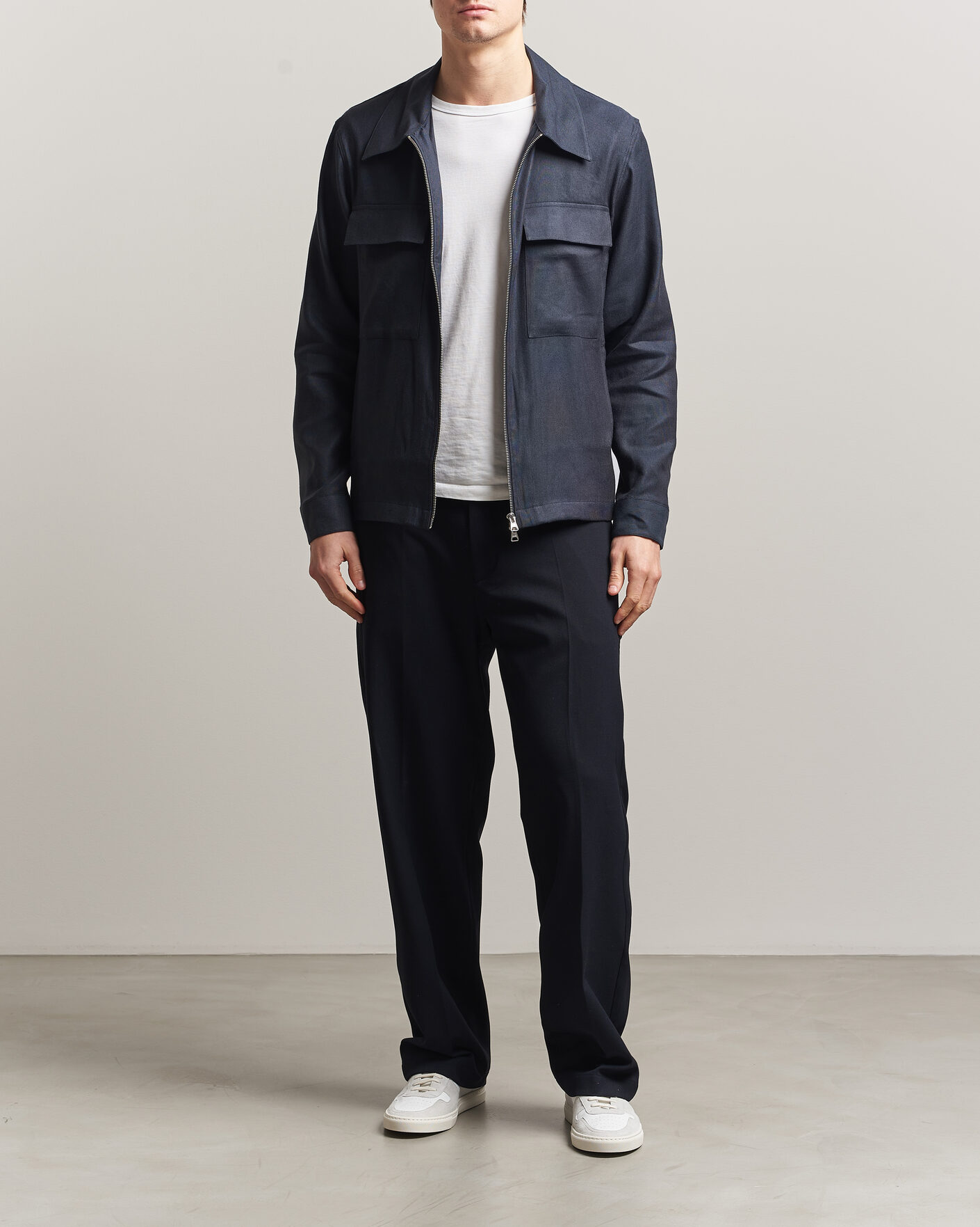 Mies | Kauluspaidat | NN07 | Alban Linen/Viscose Overshirt Deep Navy