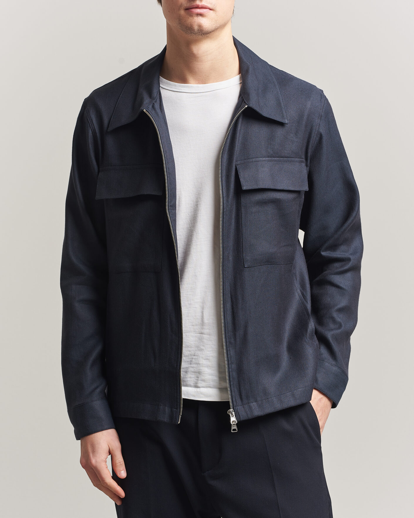 Mies | Kauluspaidat | NN07 | Alban Linen/Viscose Overshirt Deep Navy
