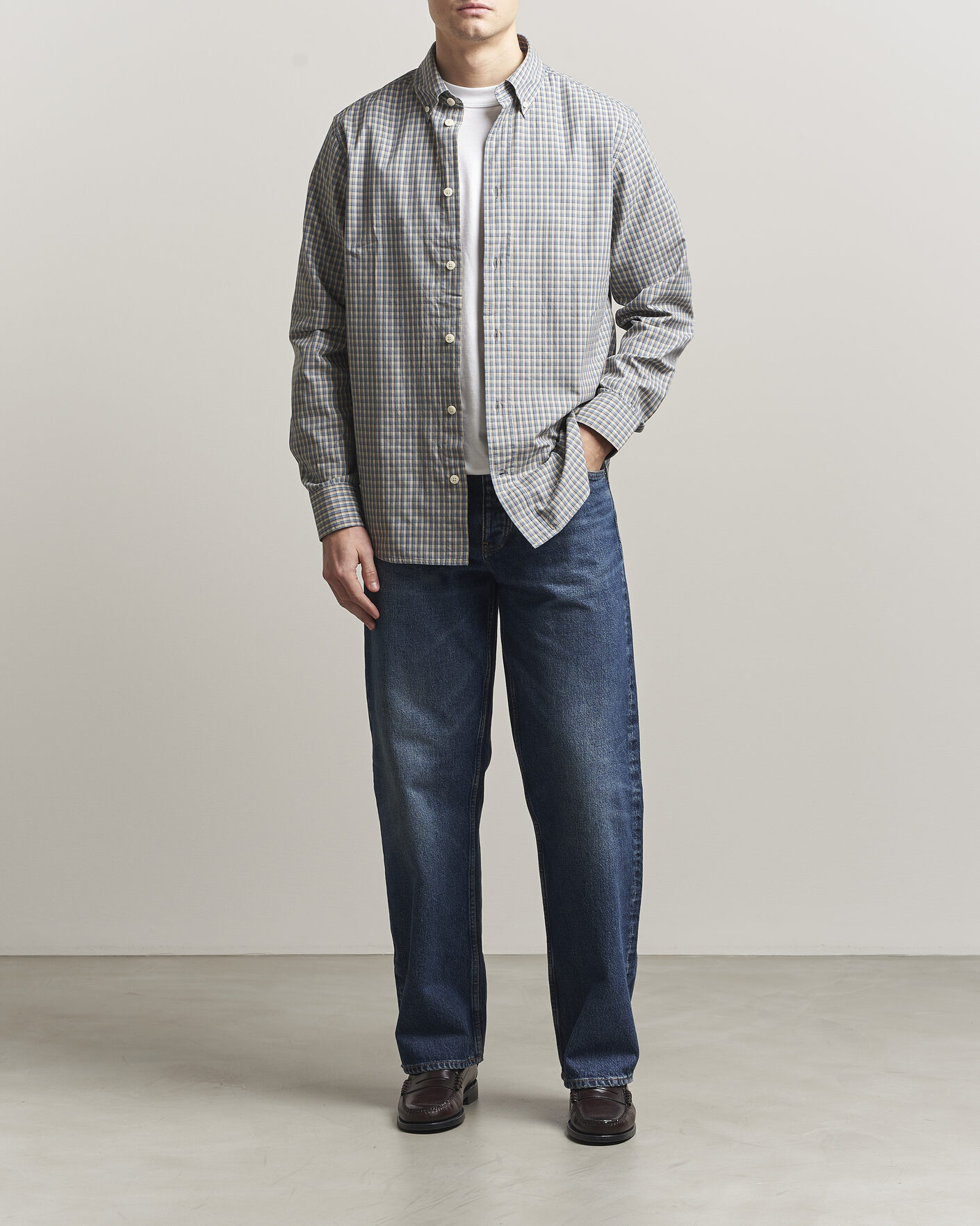 Mies | Kauluspaidat | NN07 | Colby Brushed Cotton Shirt Blue Check