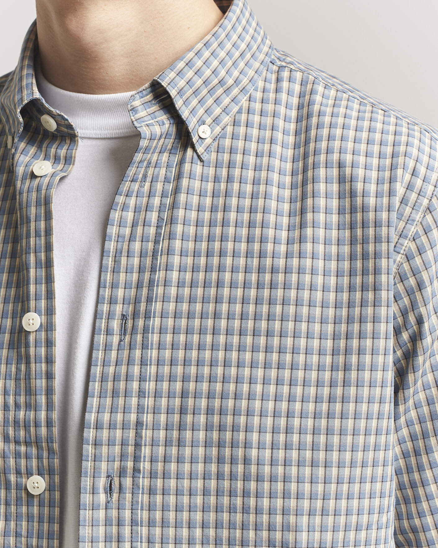 Mies | Kauluspaidat | NN07 | Colby Brushed Cotton Shirt Blue Check