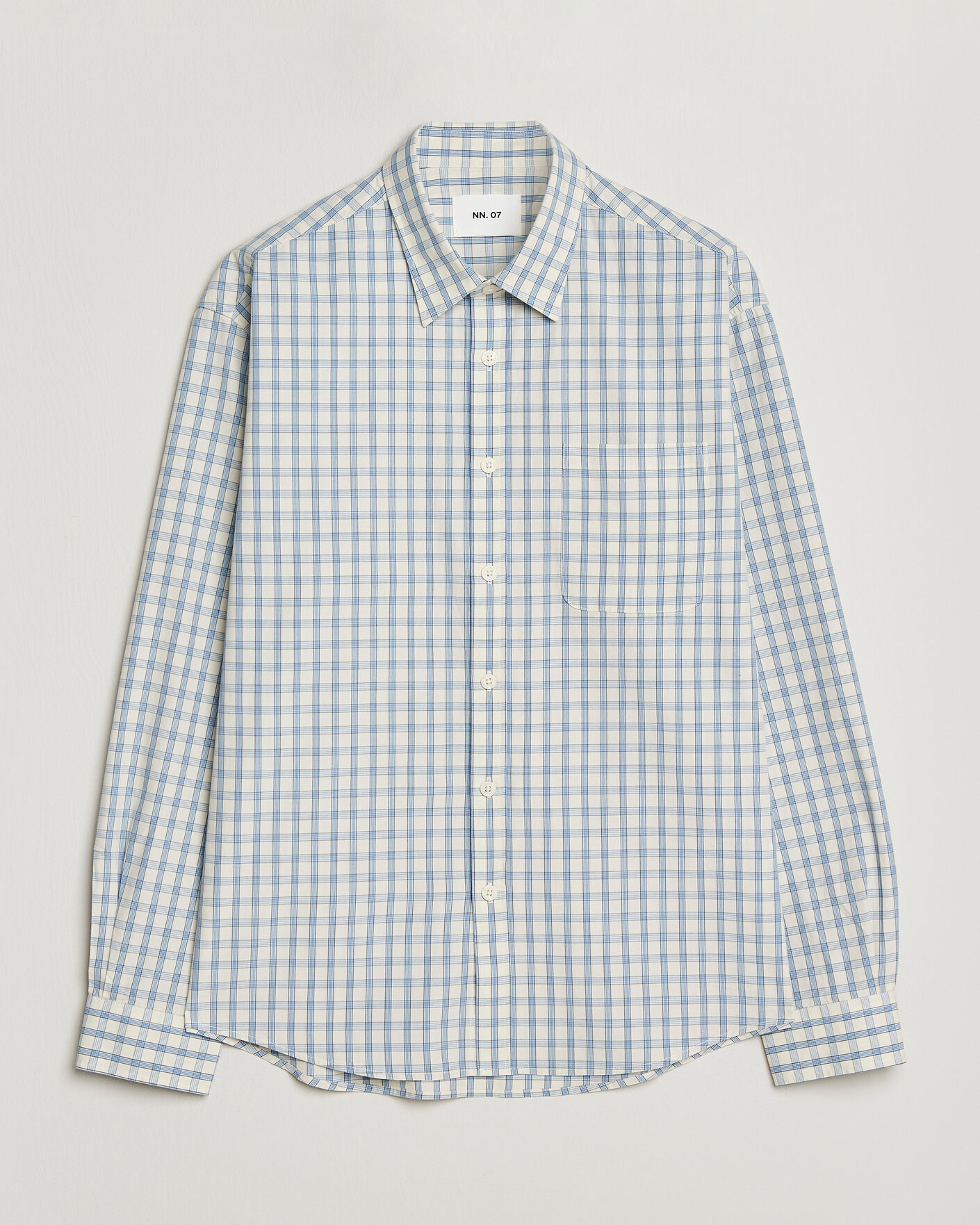 Mies | Kauluspaidat | NN07 | Deon Brushed Cotton Shirt Ecru Check