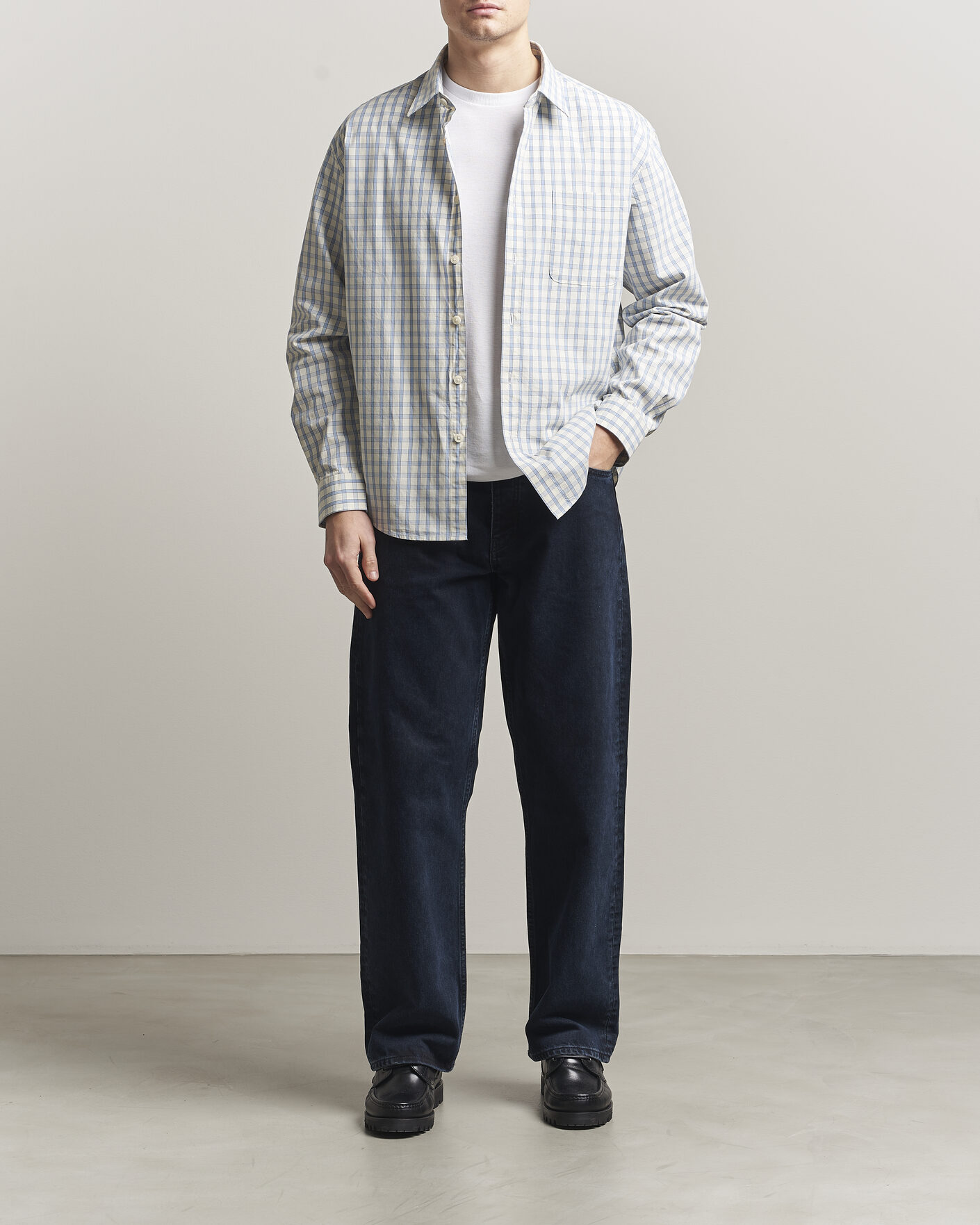 Mies | Kauluspaidat | NN07 | Deon Brushed Cotton Shirt Ecru Check