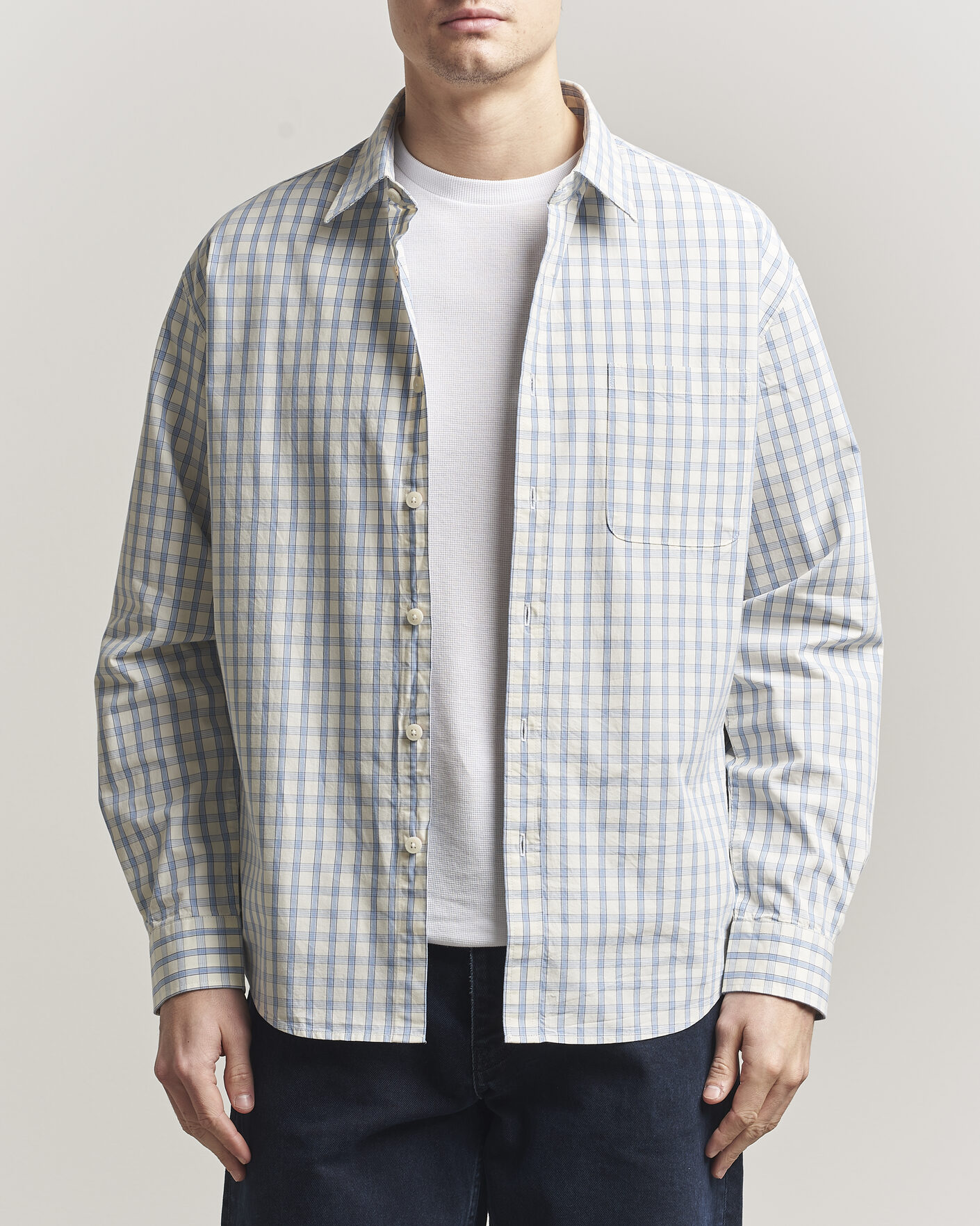 Mies | Kauluspaidat | NN07 | Deon Brushed Cotton Shirt Ecru Check
