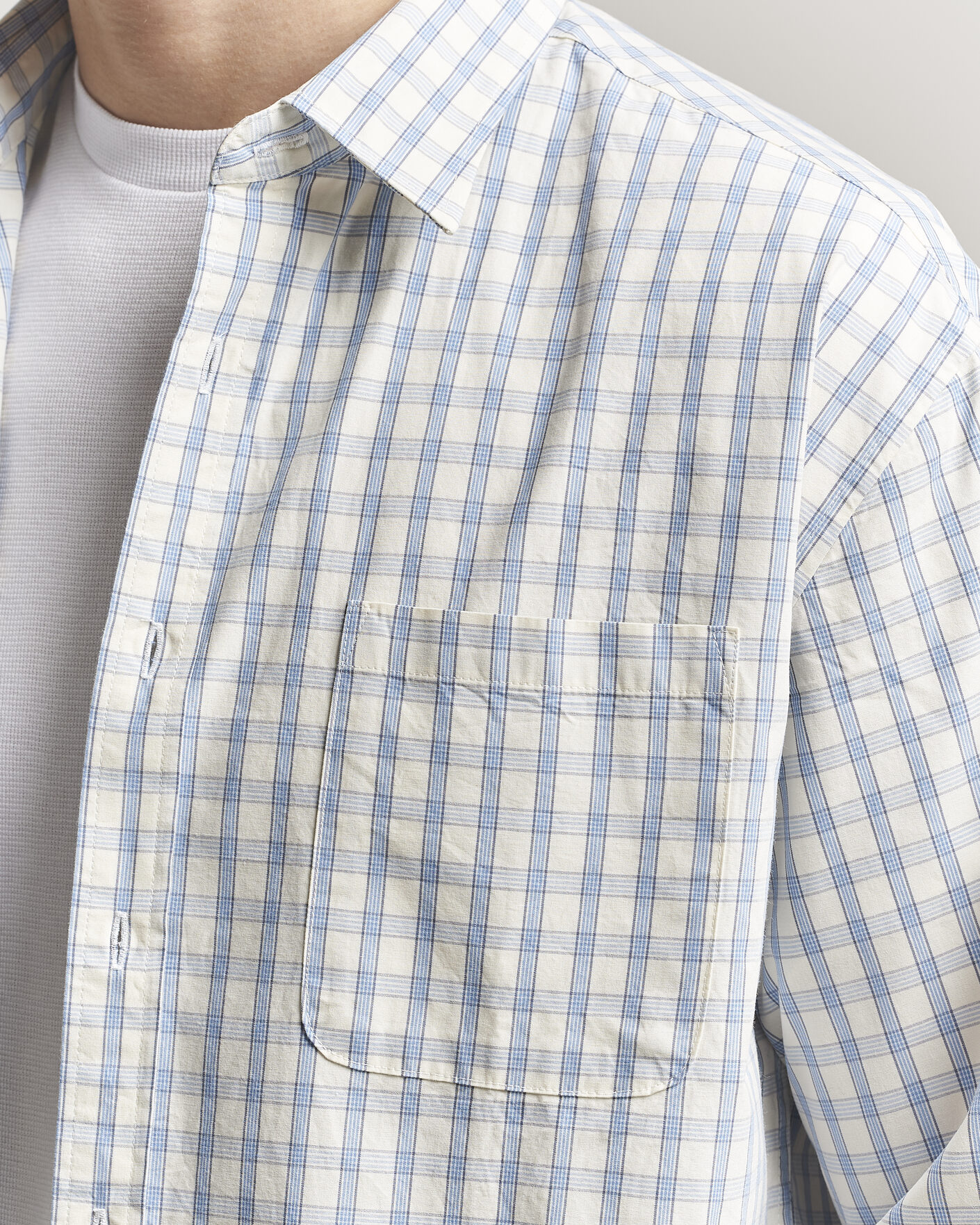 Mies | Kauluspaidat | NN07 | Deon Brushed Cotton Shirt Ecru Check