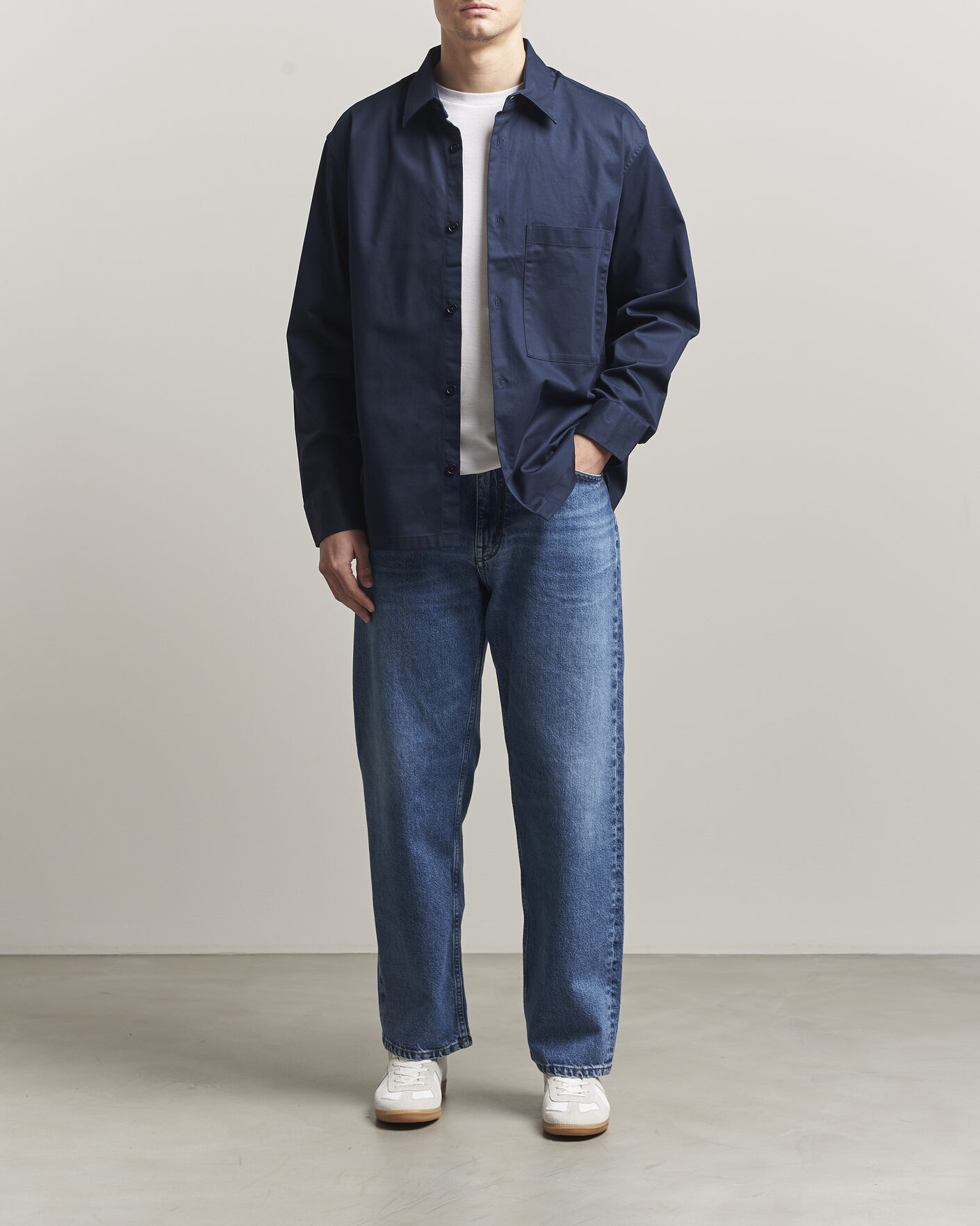 Mies | Kauluspaidat | NN07 | Freddy Cotton Overshirt Navy Blue