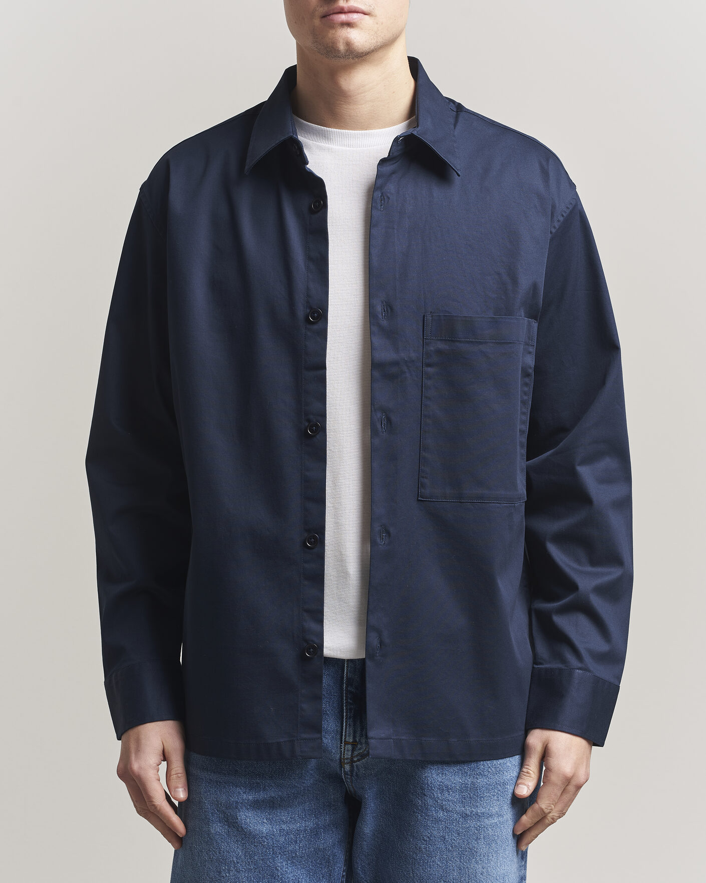 Mies | Kauluspaidat | NN07 | Freddy Cotton Overshirt Navy Blue