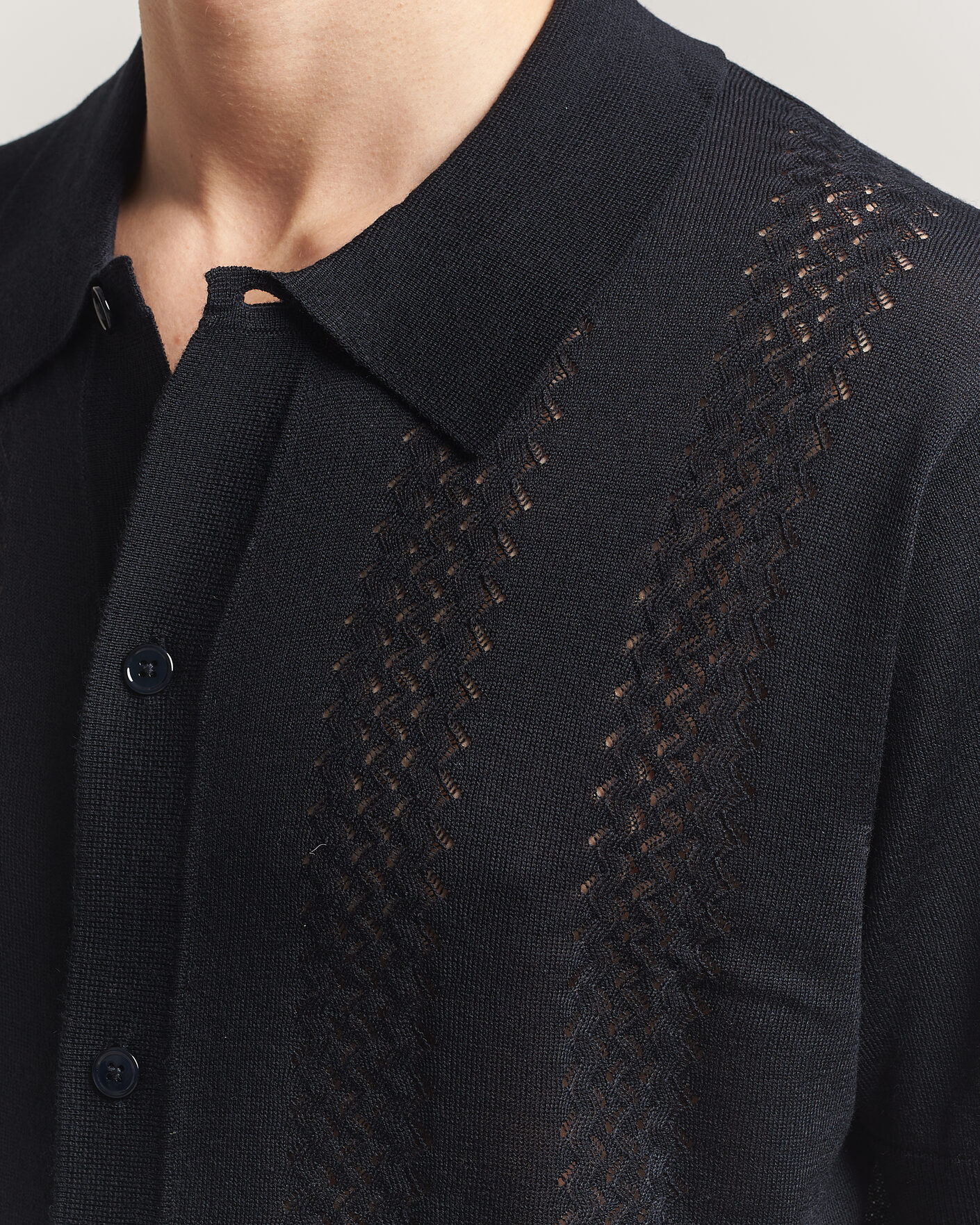 Mies | Kauluspaidat | NN07 | Thor Knitted Short Sleeve Shirt Deep Navy