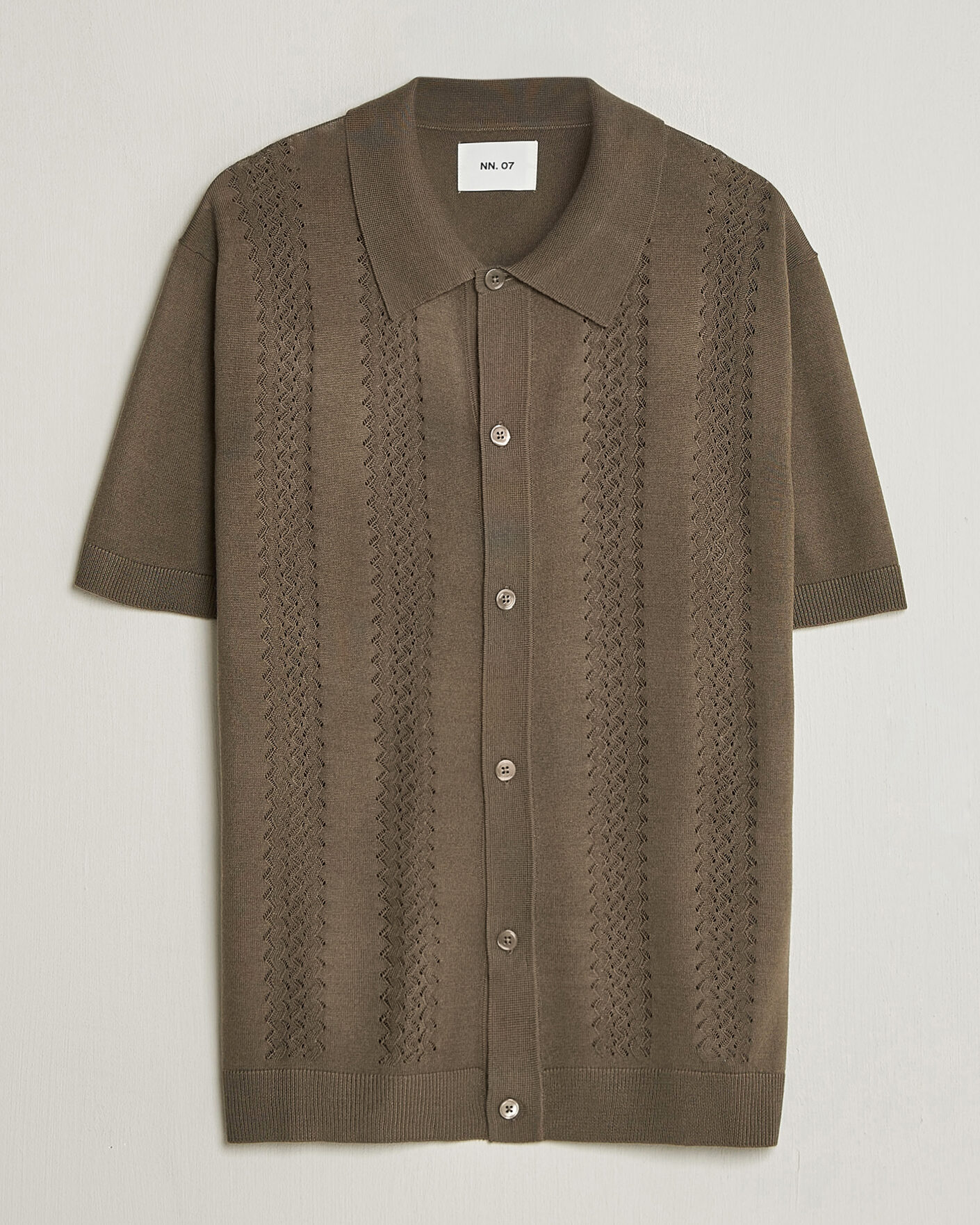 Mies | Kauluspaidat | NN07 | Thor Knitted Short Sleeve Shirt Mable Husk