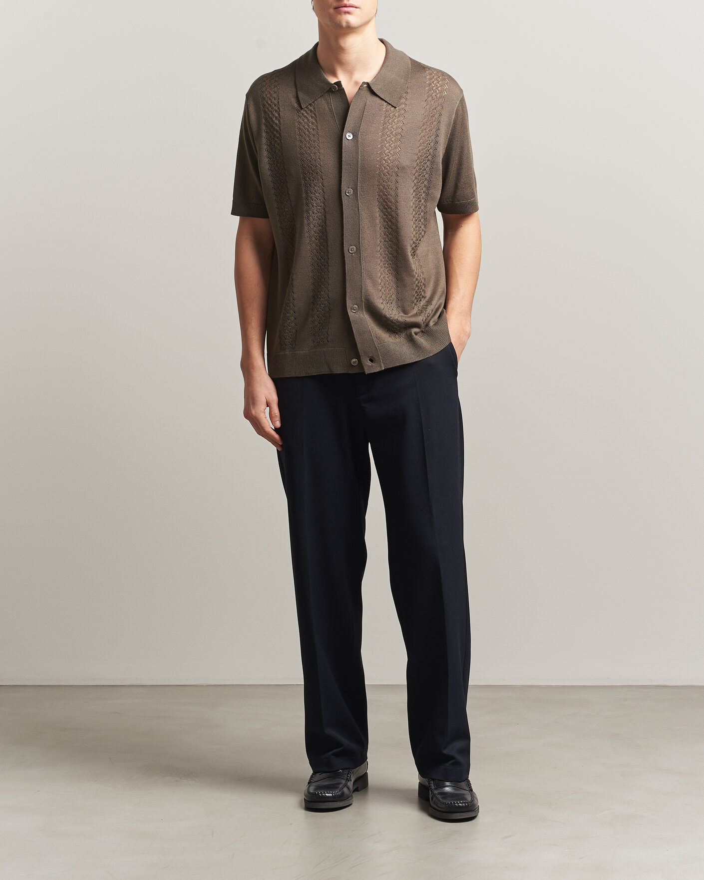 Mies | Kauluspaidat | NN07 | Thor Knitted Short Sleeve Shirt Mable Husk