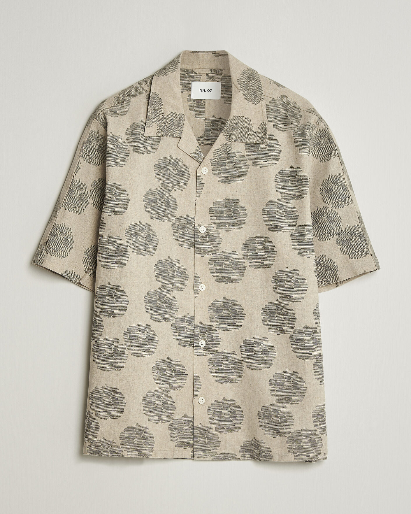 Mies | Kauluspaidat | NN07 | Ole Printed Short Sleeve Shirt Oatmeal