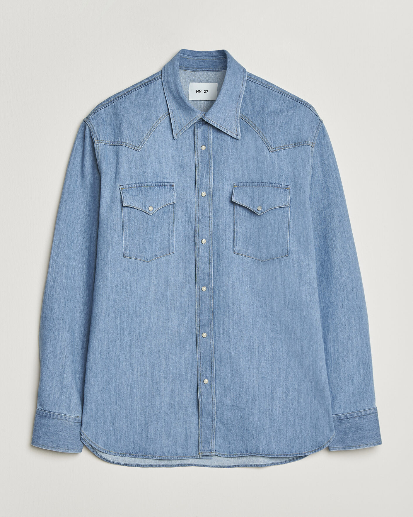 Mies | Kauluspaidat | NN07 | Ricky Western Denim Shirt Light Indigo
