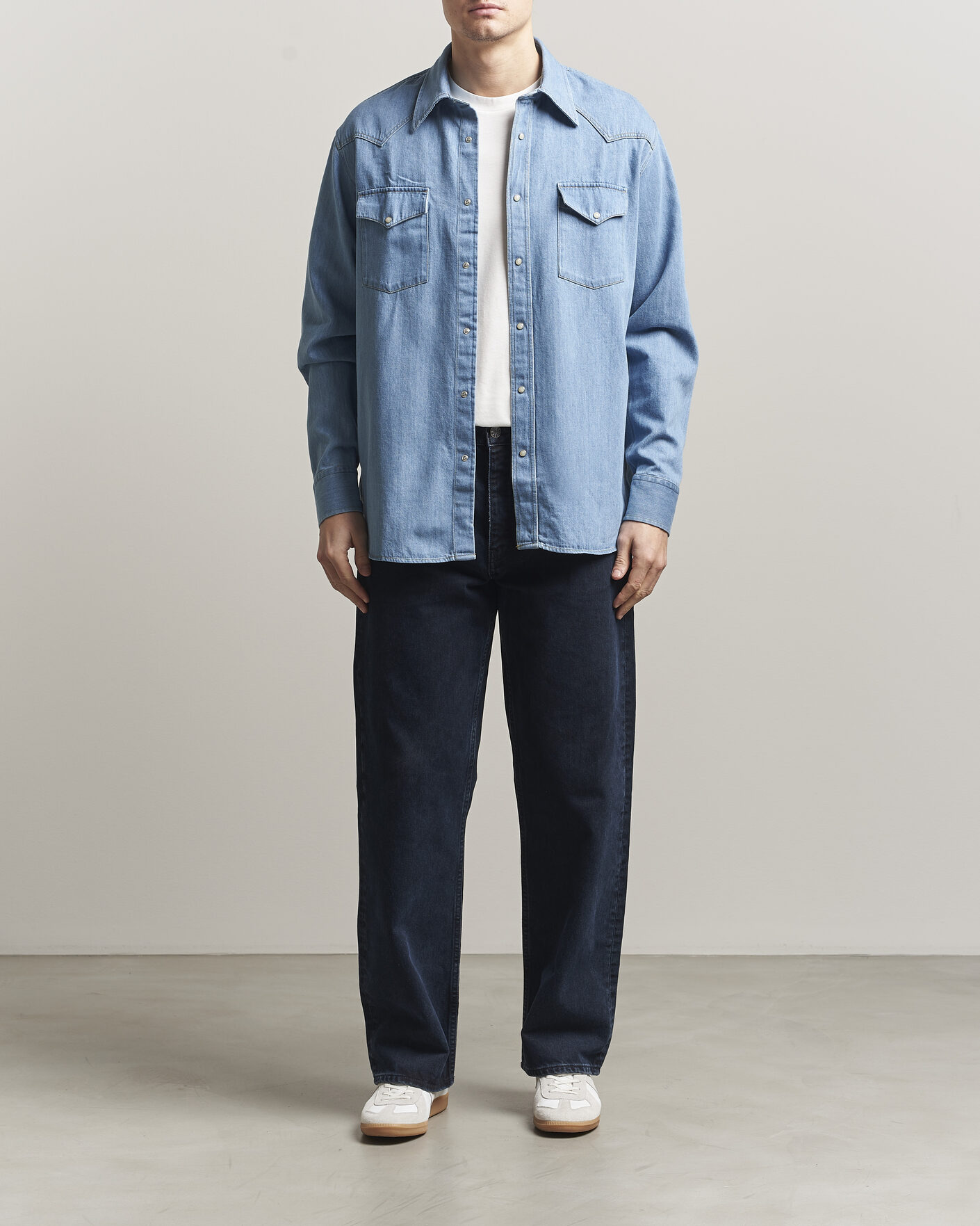 Mies | Kauluspaidat | NN07 | Ricky Western Denim Shirt Light Indigo