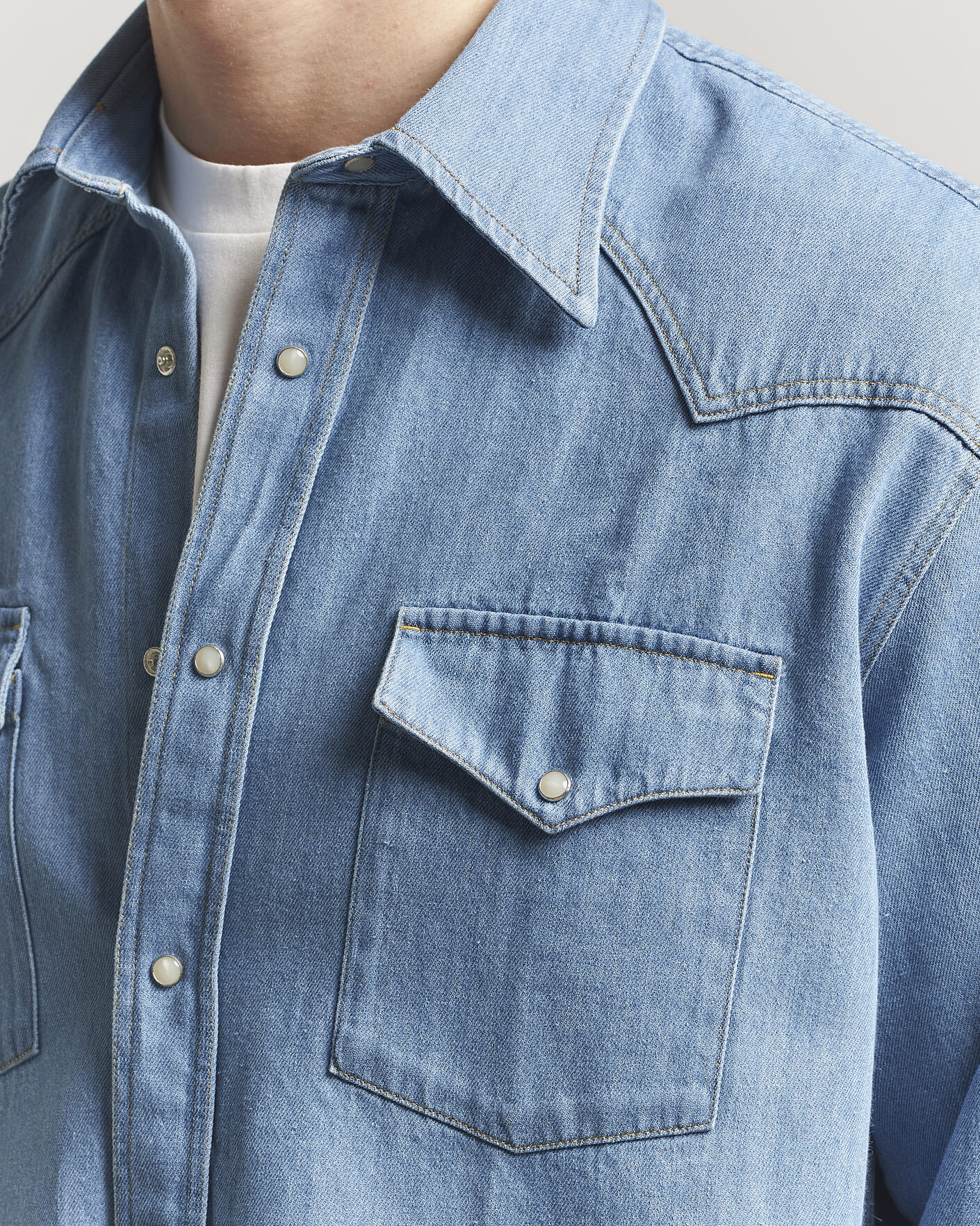 Mies | Kauluspaidat | NN07 | Ricky Western Denim Shirt Light Indigo