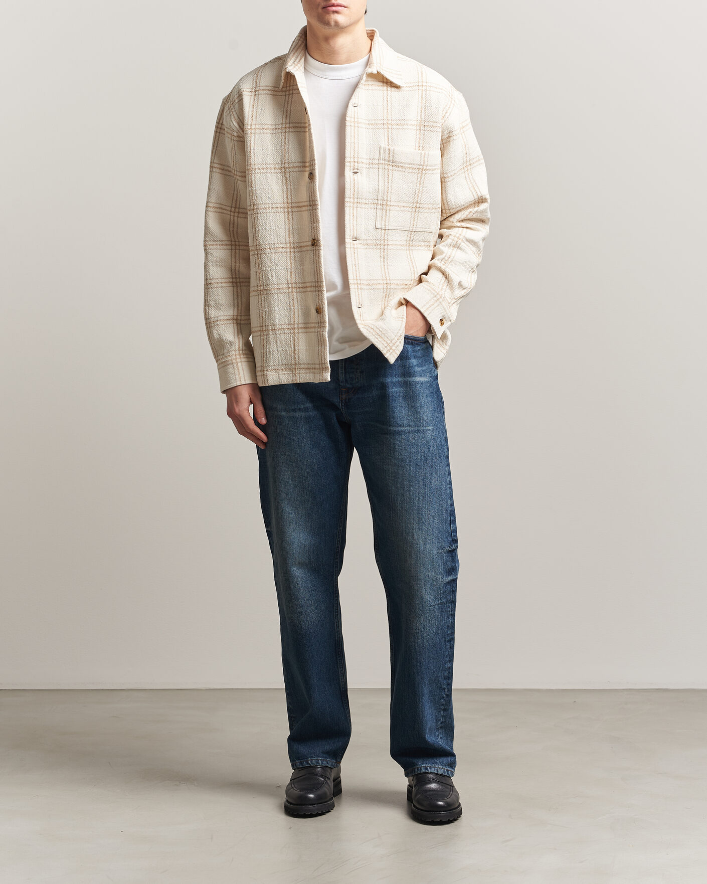 Mies | Kauluspaidat | NN07 | Adwin Checked Overshirt Ivory