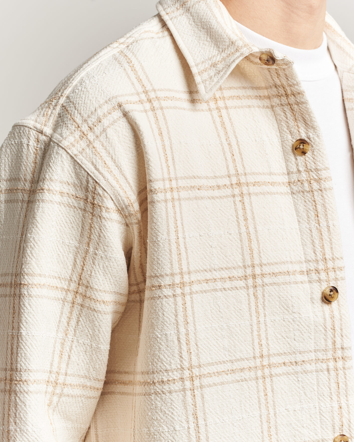 Mies | Kauluspaidat | NN07 | Adwin Checked Overshirt Ivory