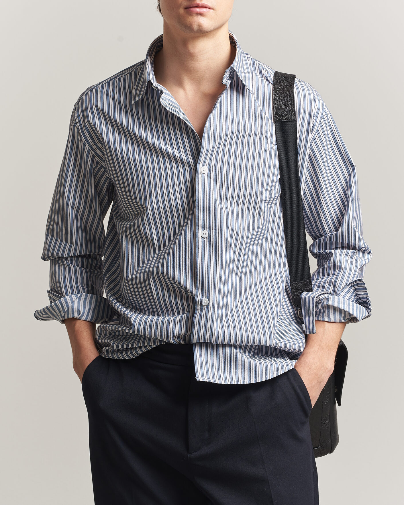 Mies | Kauluspaidat | NN07 | Freddy Striped Shirt Sea Spray Green