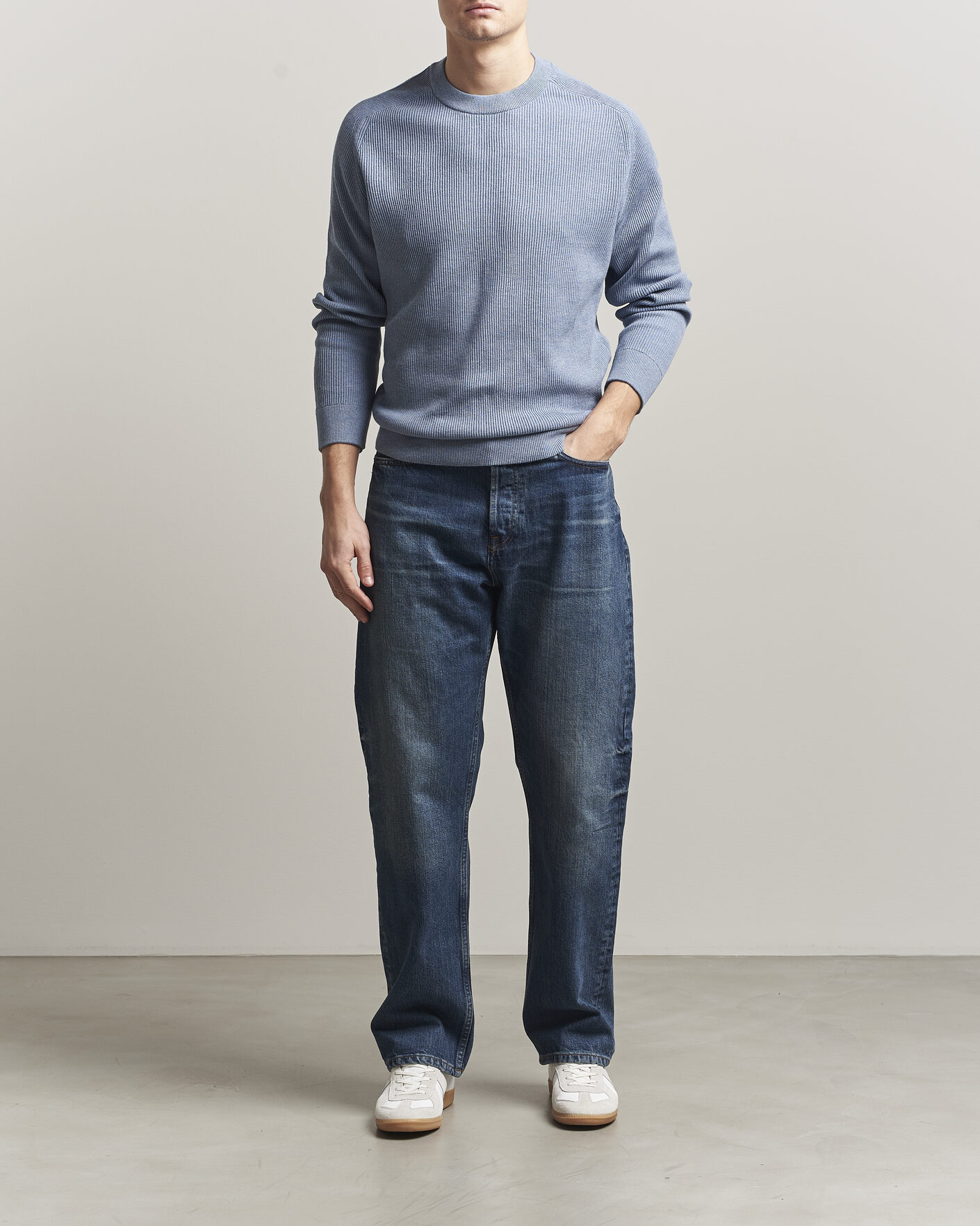 Mies | Puserot | NN07 | Kevin Cotton Knitted Sweater Stone Blue