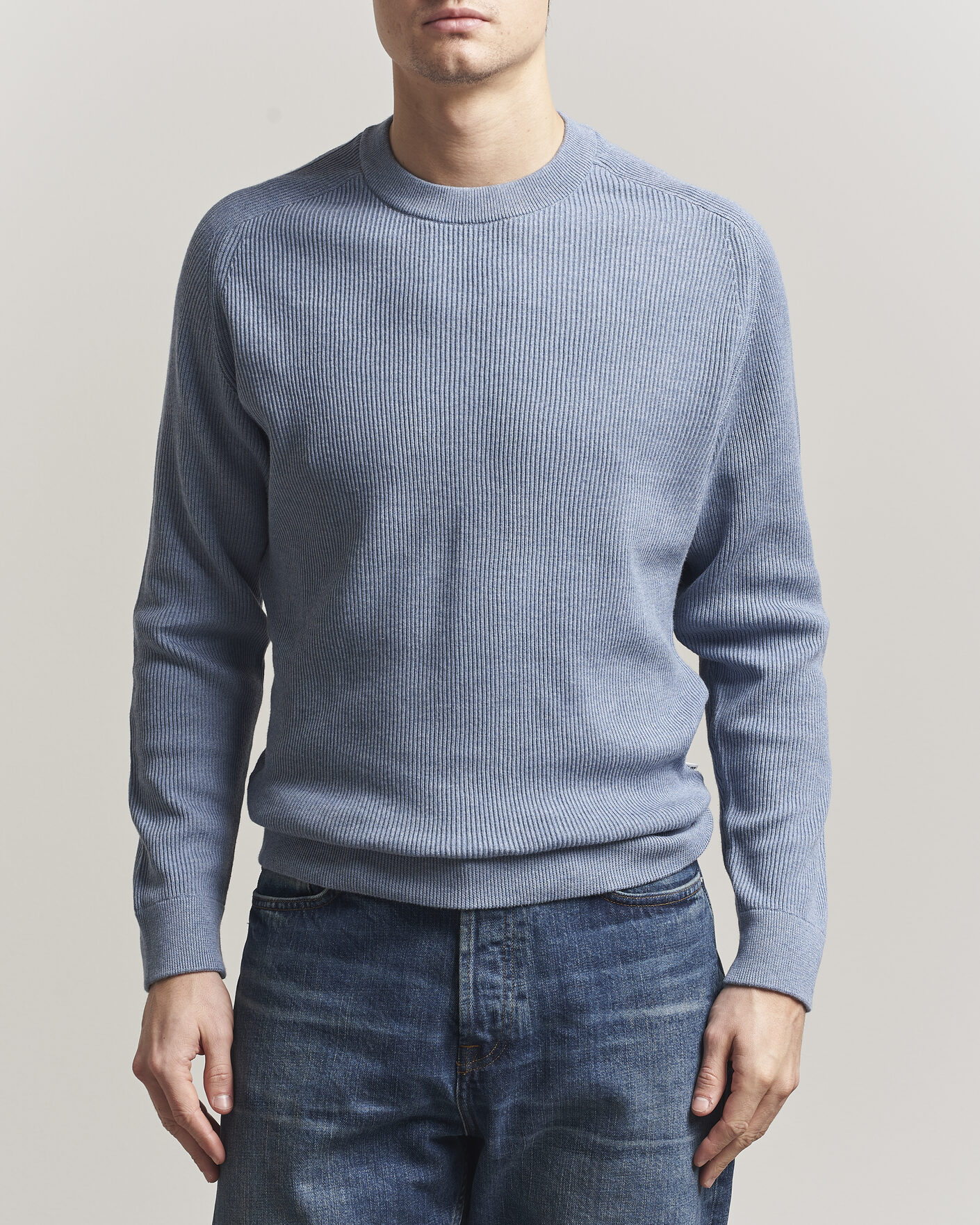 Mies | Puserot | NN07 | Kevin Cotton Knitted Sweater Stone Blue