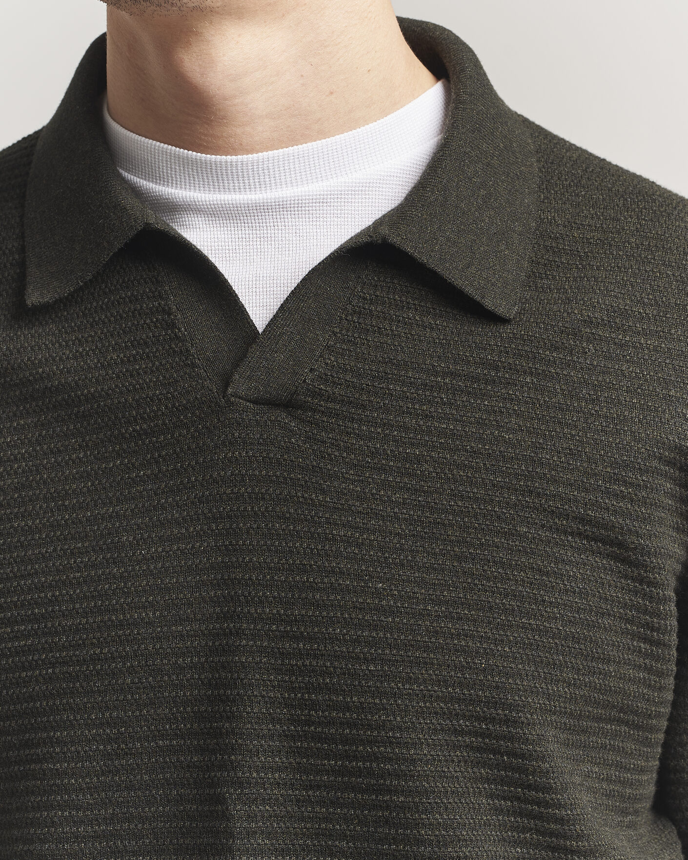 Mies | Puserot | NN07 | Paul Knitted Long Sleeve Polo Dark Army