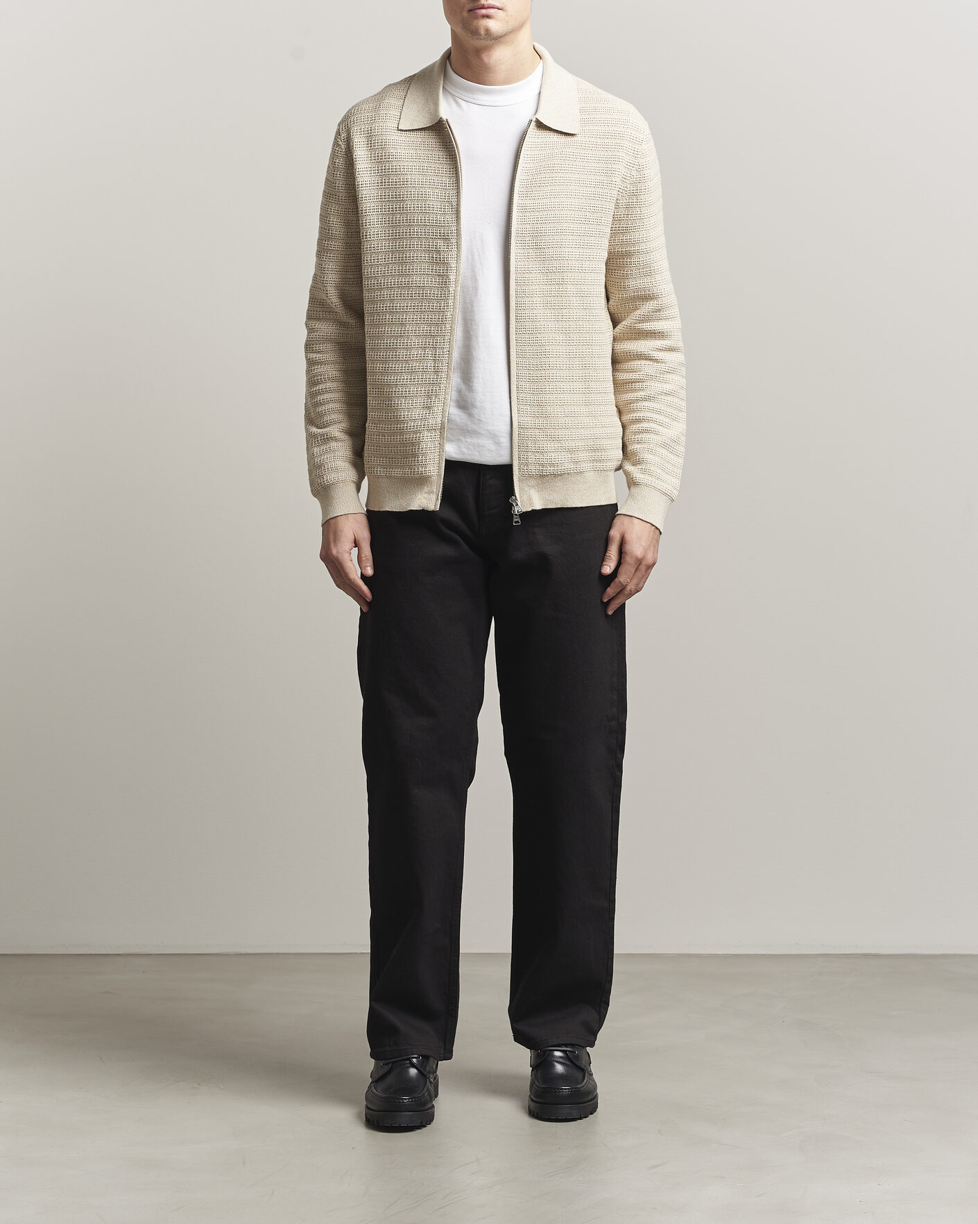 Mies | Puserot | NN07 | Gustav Knitted Full Zip Ivory