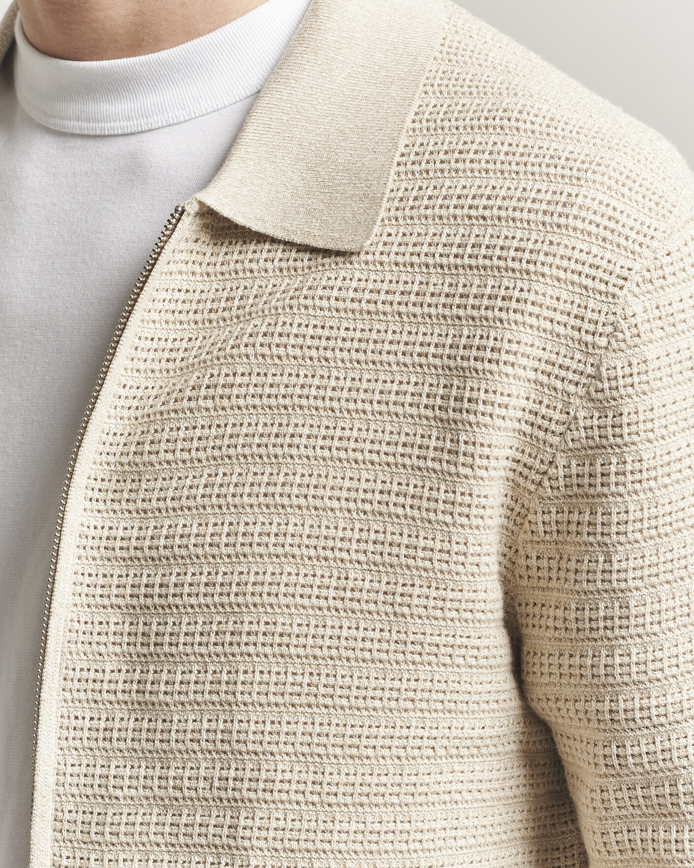 Mies | Puserot | NN07 | Gustav Knitted Full Zip Ivory