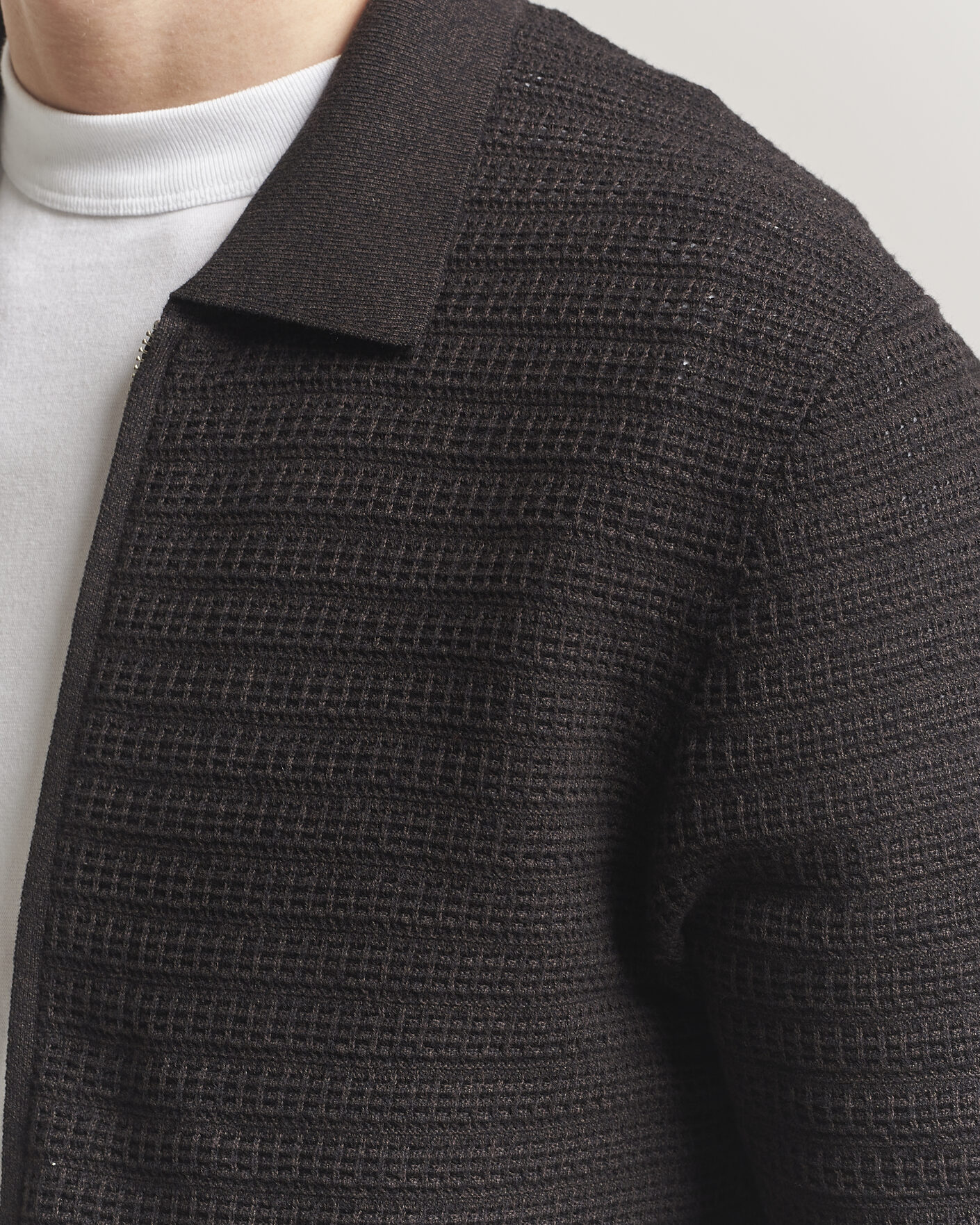 Mies | Puserot | NN07 | Gustav Knitted Full Zip Deep Truffle
