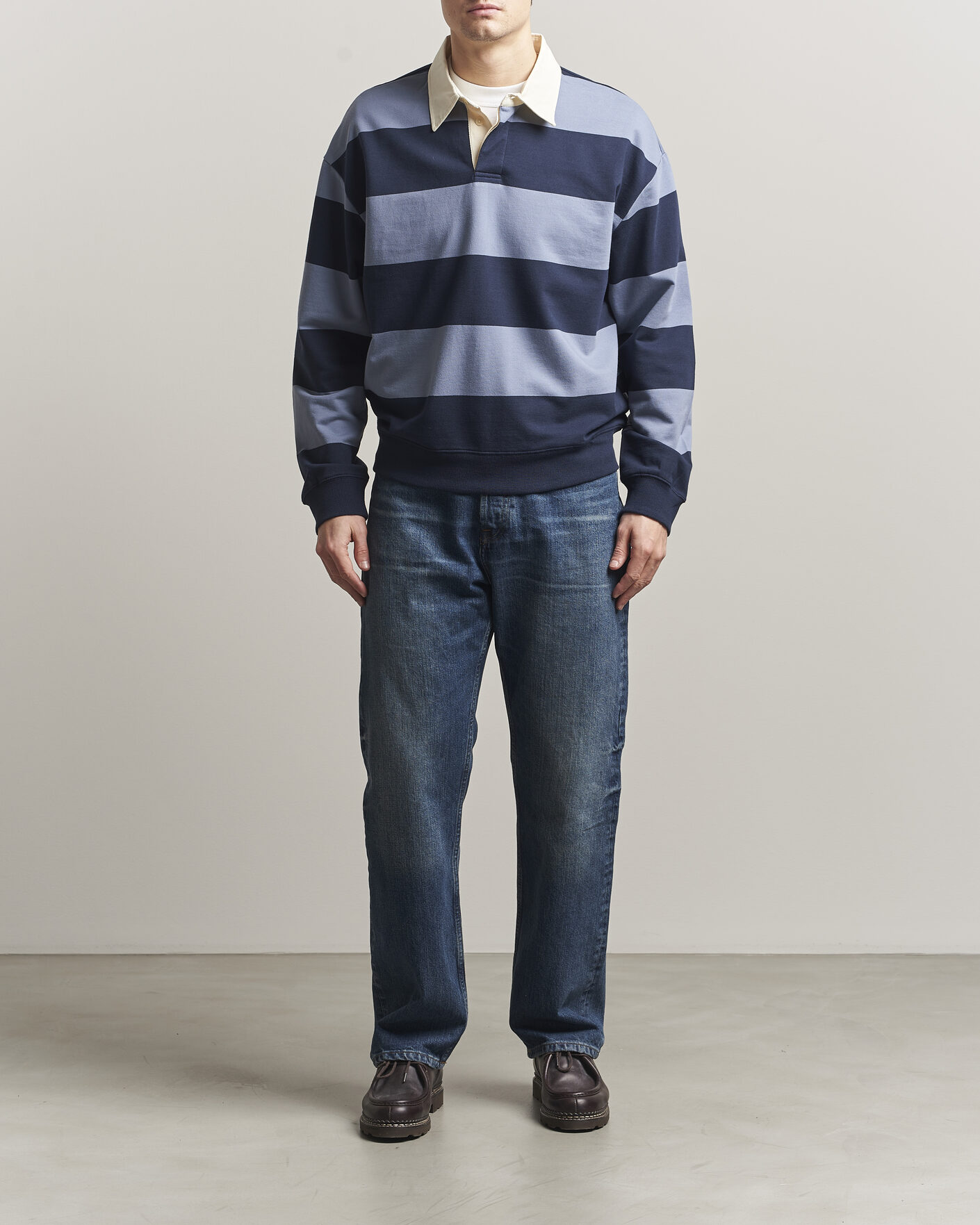 Mies | Puserot | NN07 | David Rugby Sweater Blue Stripe
