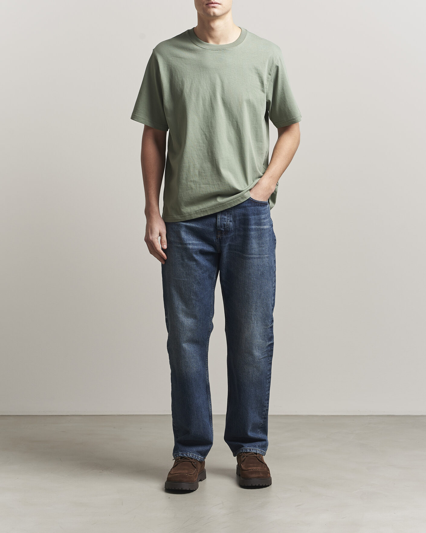 Mies | T-paidat | NN07 | Jett Washed Crew Neck T-Shirt Sea Spray Green