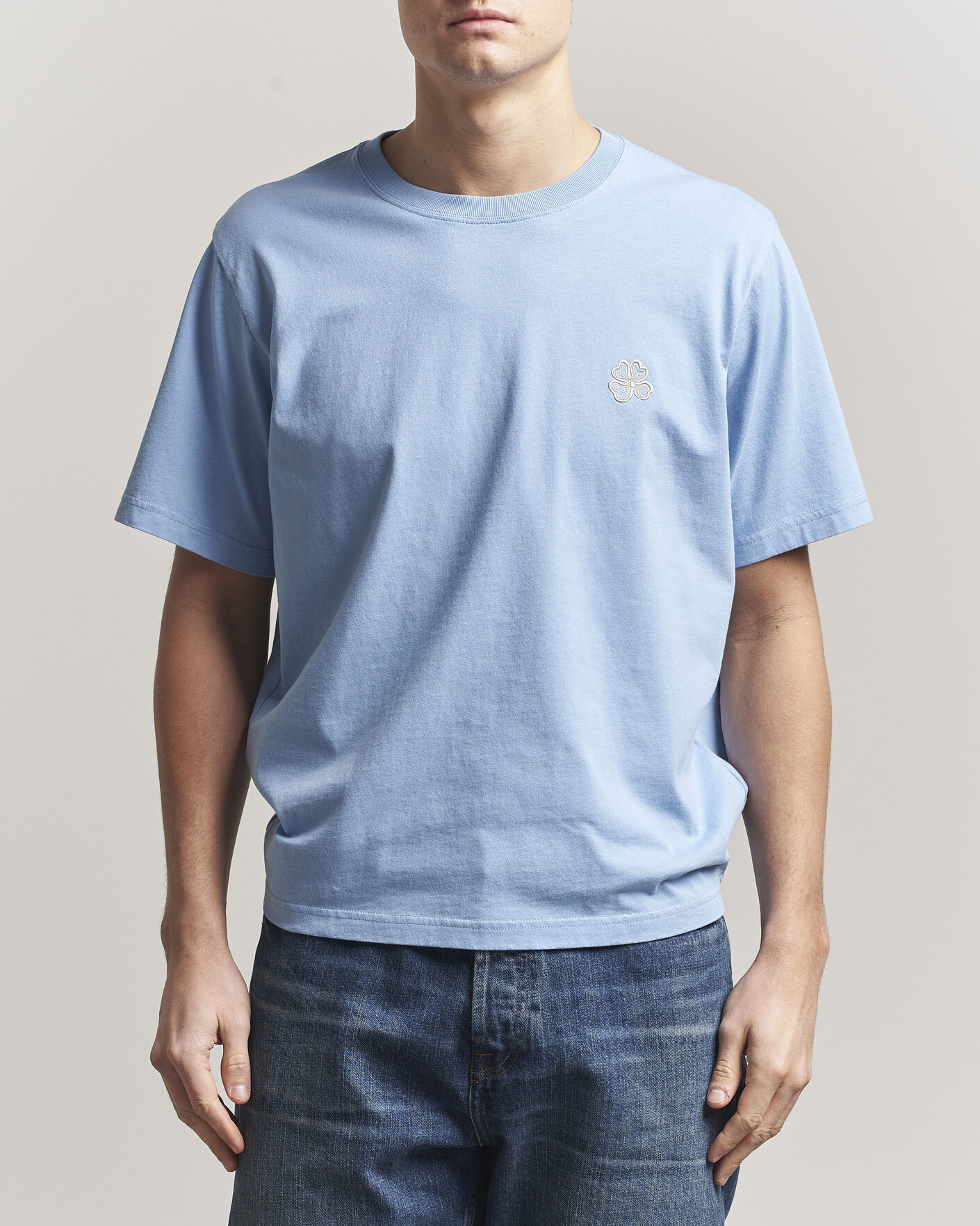 Mies | T-paidat | NN07 | Jett Embroidered Crew Neck T-Shirt Cerulian Blue