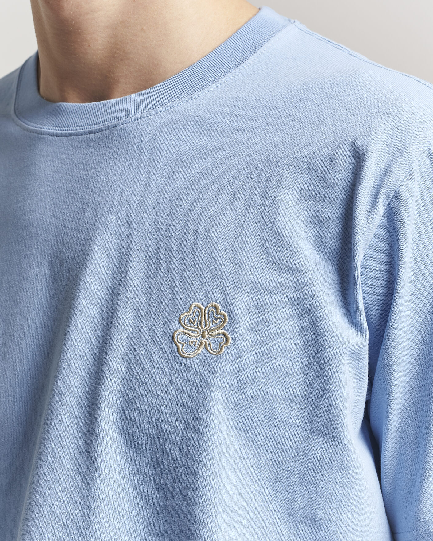 Mies | T-paidat | NN07 | Jett Embroidered Crew Neck T-Shirt Cerulian Blue