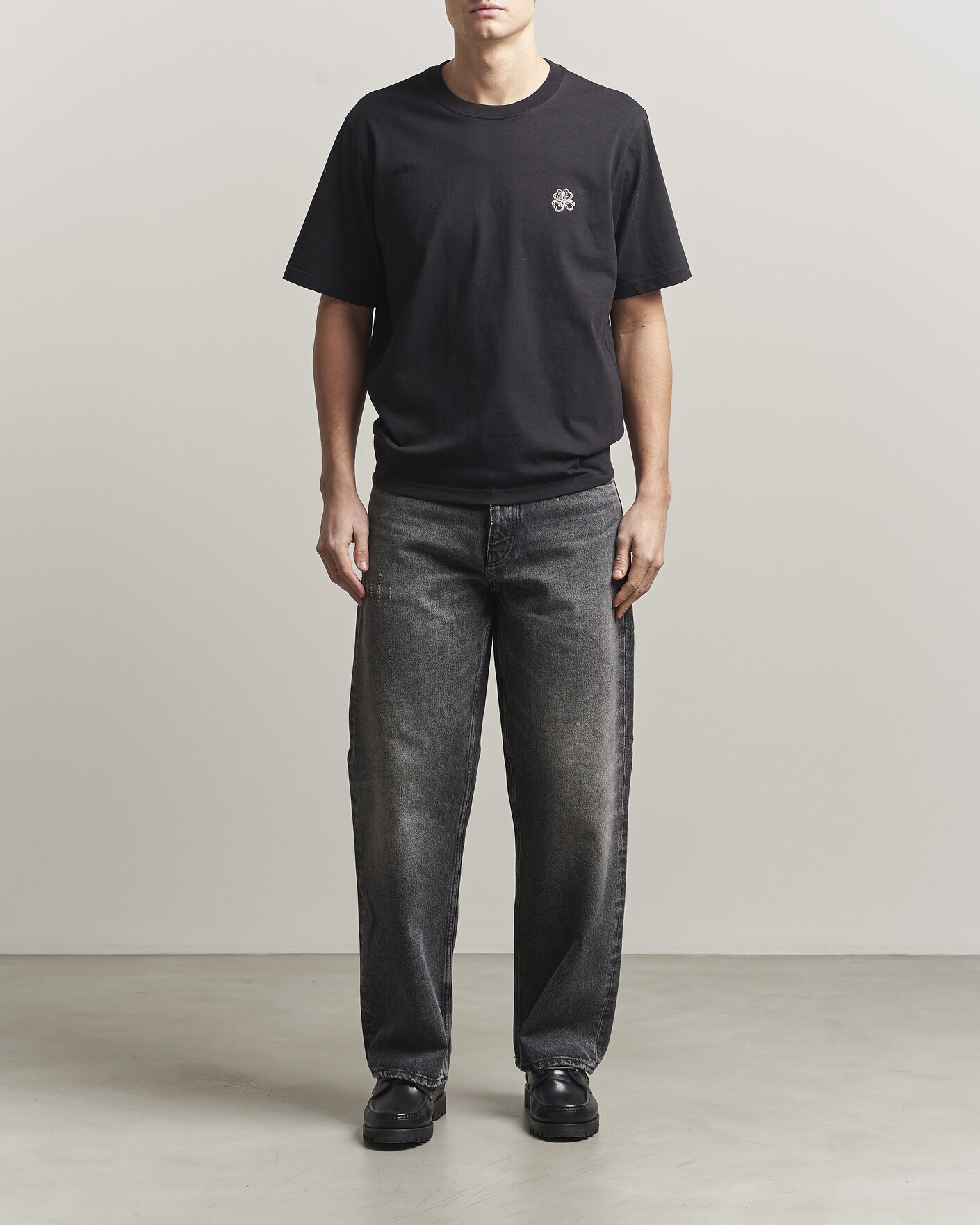 Mies | T-paidat | NN07 | Jett Embroidered Crew Neck T-Shirt Black