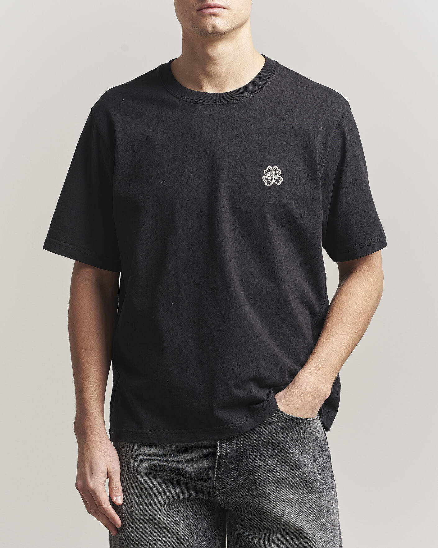Mies | T-paidat | NN07 | Jett Embroidered Crew Neck T-Shirt Black