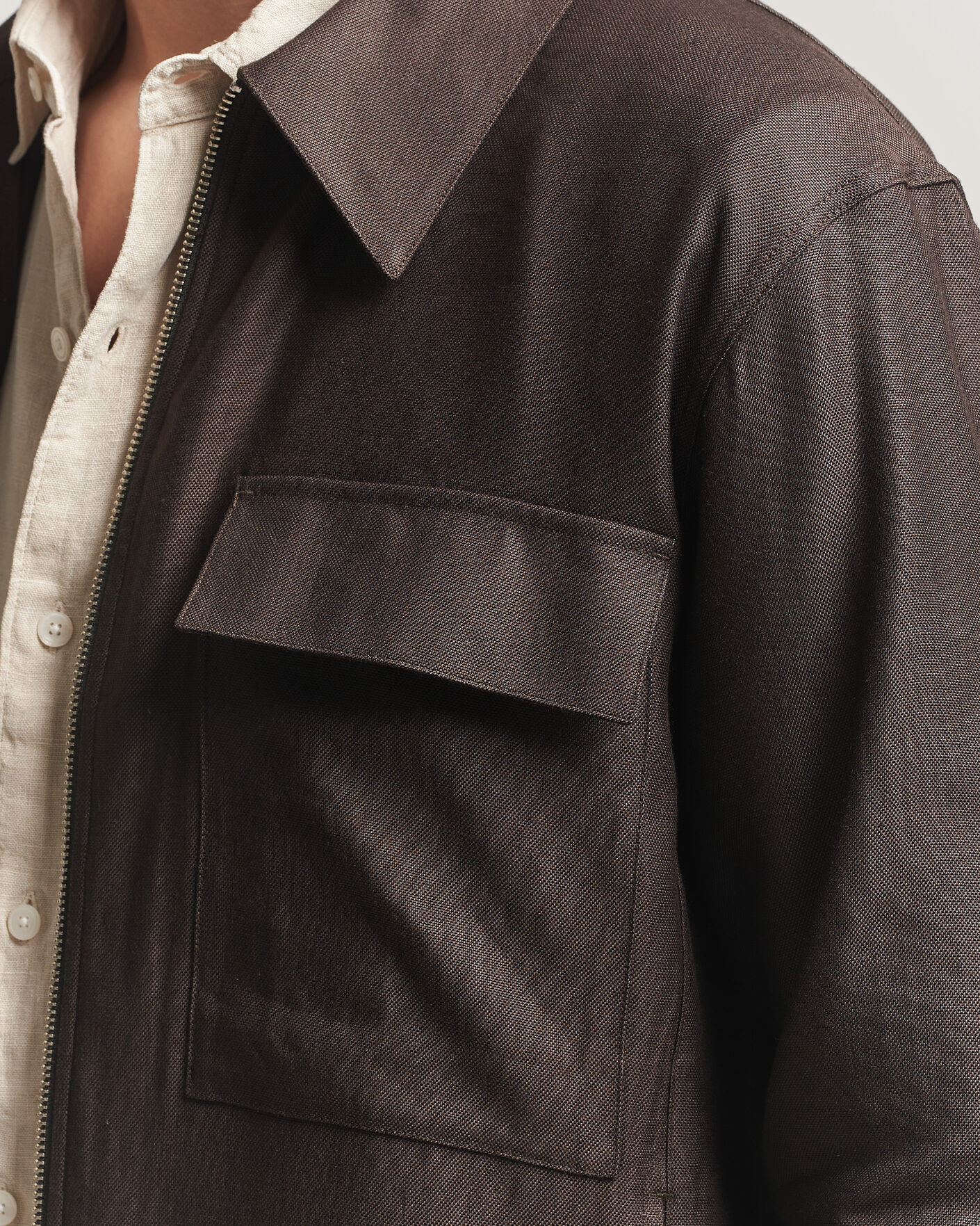 Mies | Kauluspaidat | NN07 | Alban Linen/Viscose Overshirt Deep Truffle
