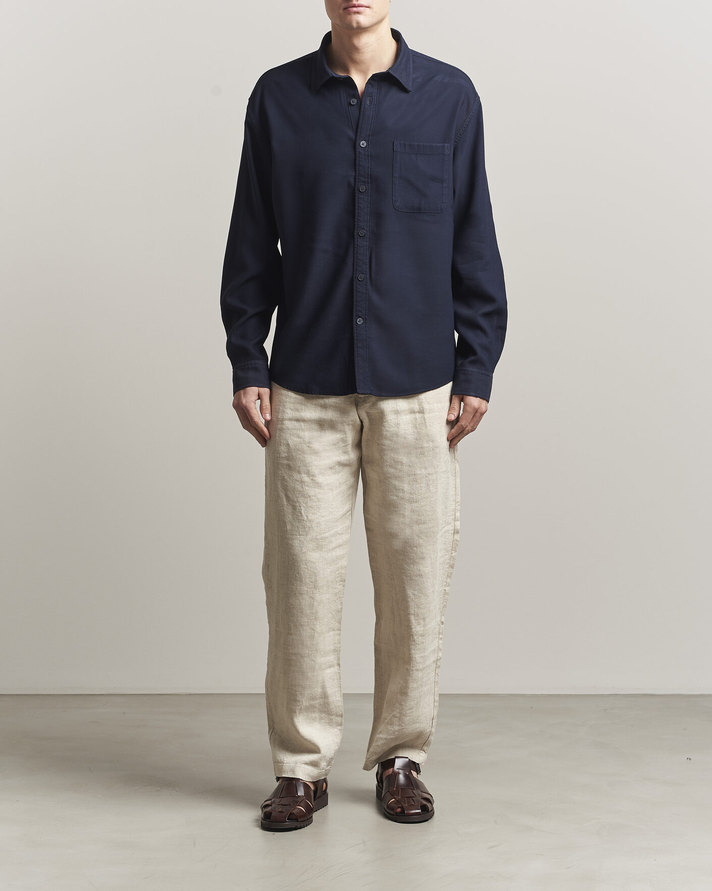 Mies | Kauluspaidat | NN07 | Deon Tencel Shirt Navy Blue