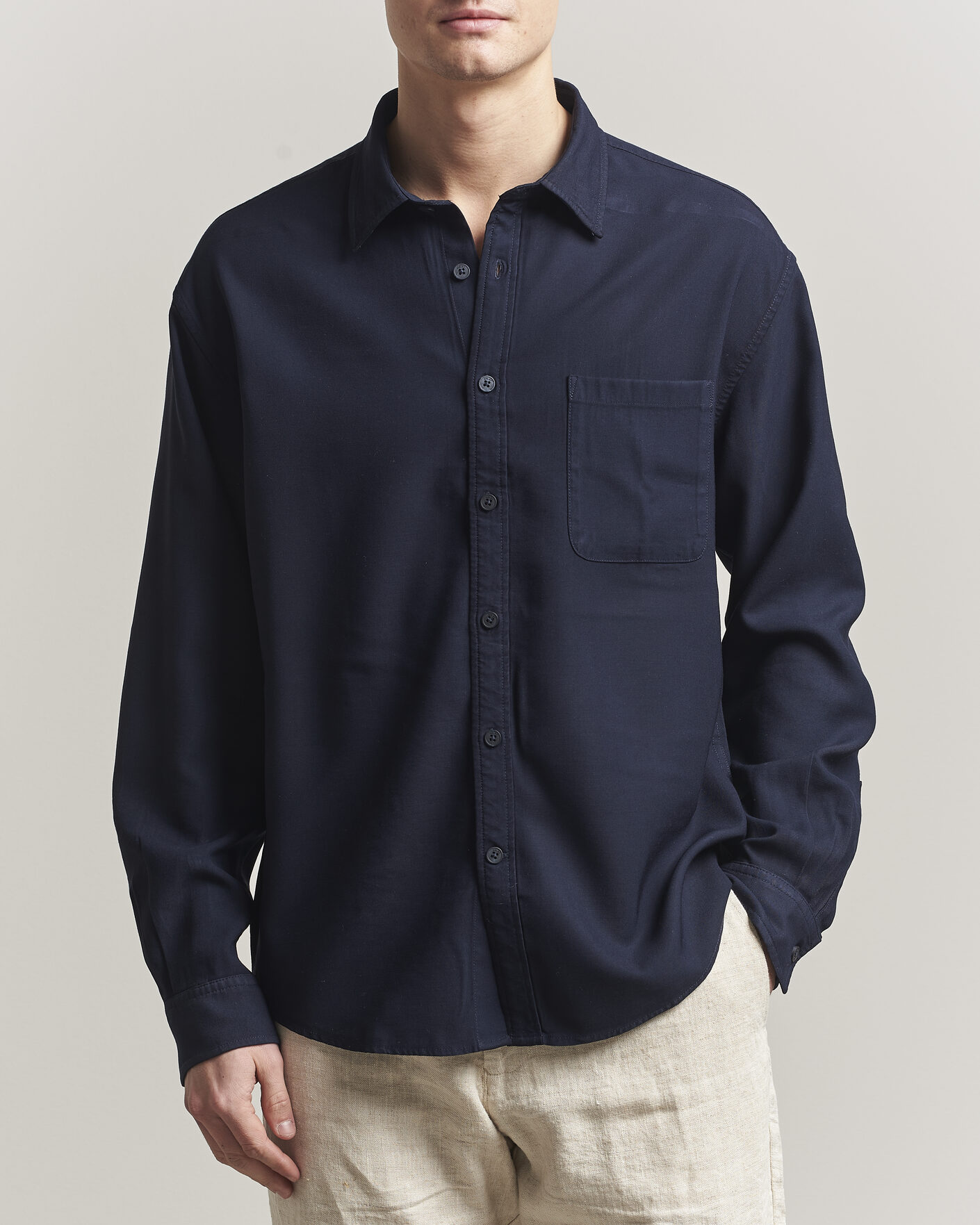 Mies | Kauluspaidat | NN07 | Deon Tencel Shirt Navy Blue