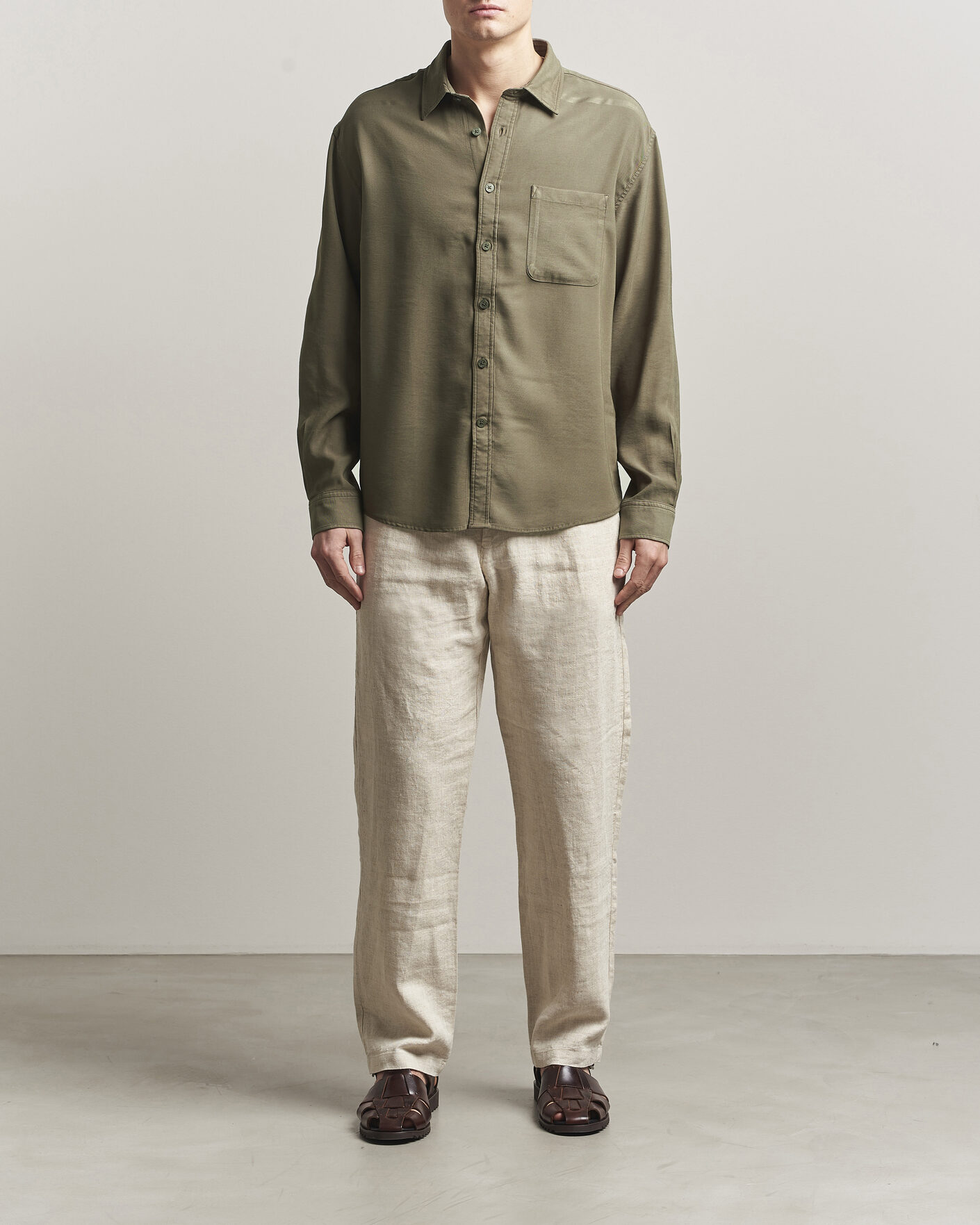 Mies | Kauluspaidat | NN07 | Deon Tencel Shirt Capers Green